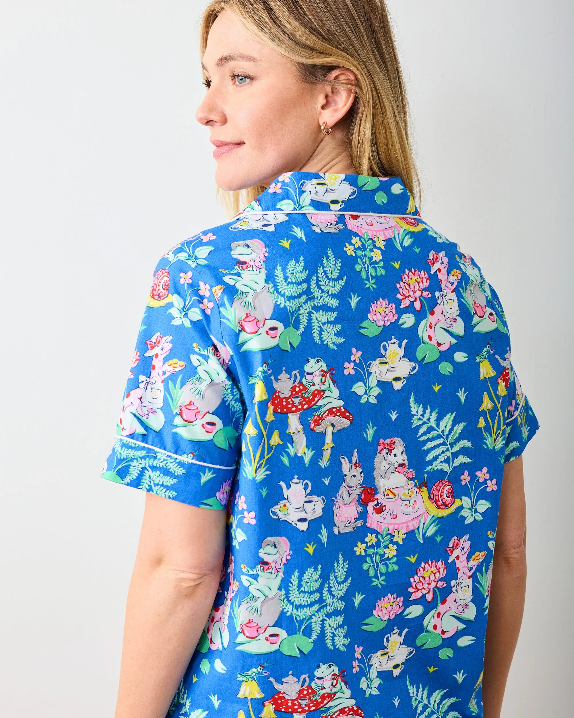 Tea Party - Short PJ Set - Soft Cobalt sold by Printfresh product image thumbnail 4
