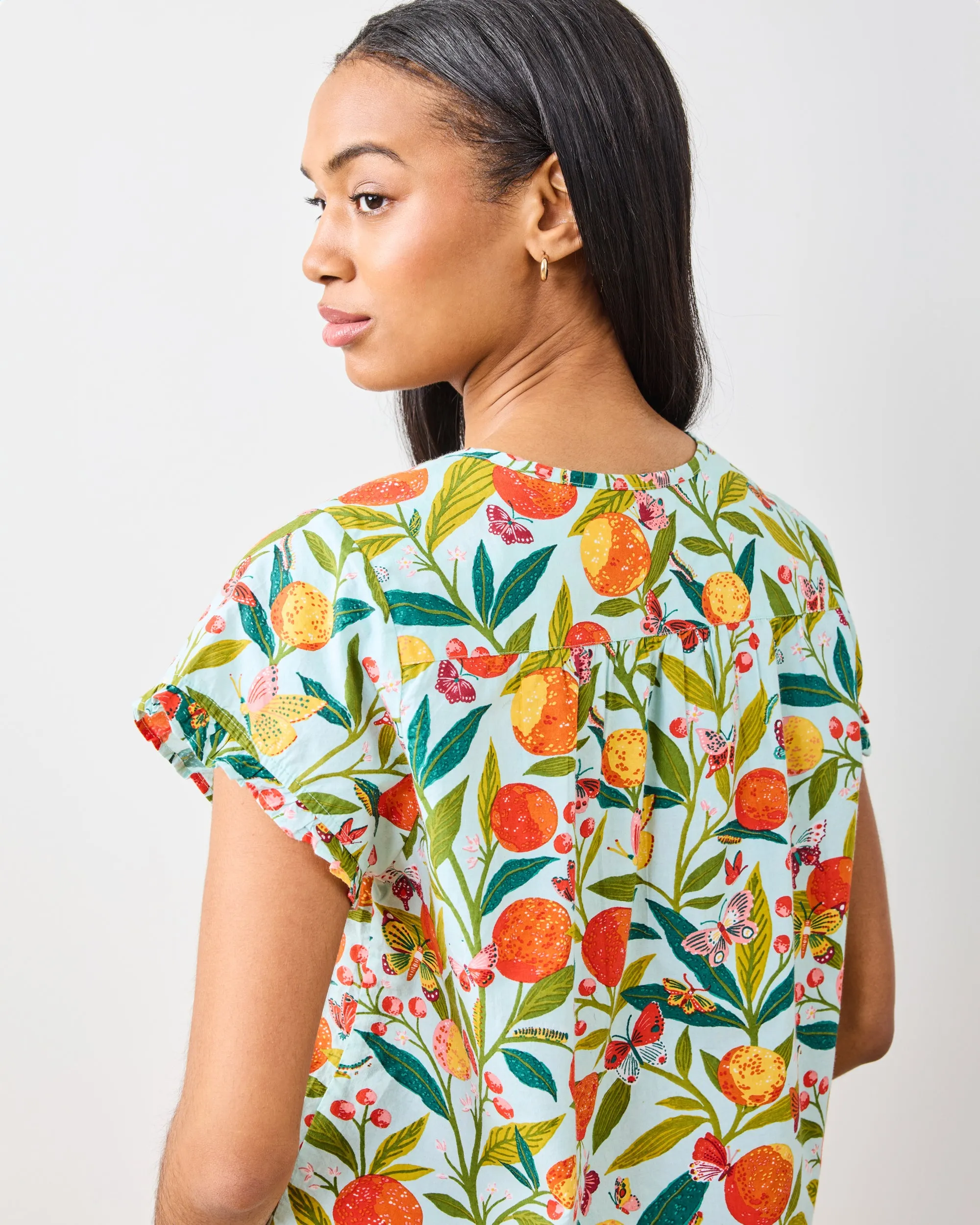 Butterfly Grove - Pintuck Cropped Pant Set - Soft Blue sold by Printfresh product image thumbnail 4