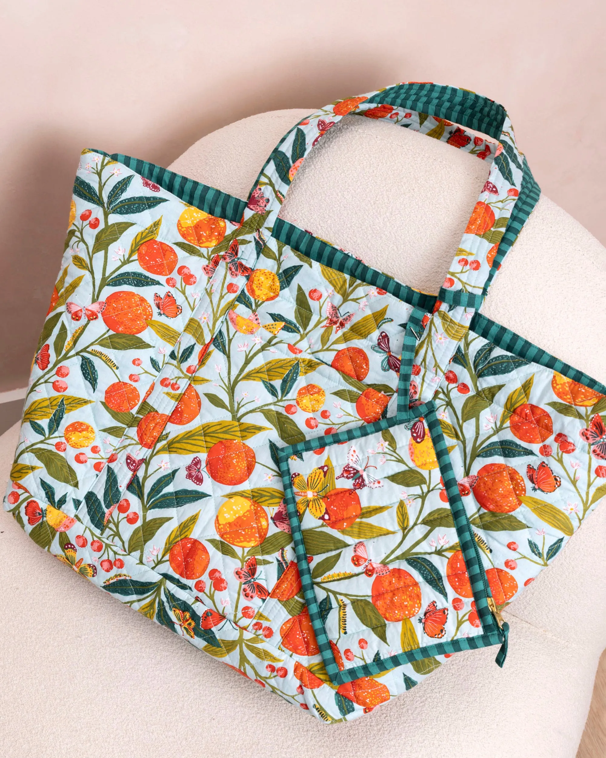 Butterfly Grove - Weekend Bag With Pouch - Soft Blue sold by Printfresh product image thumbnail 4