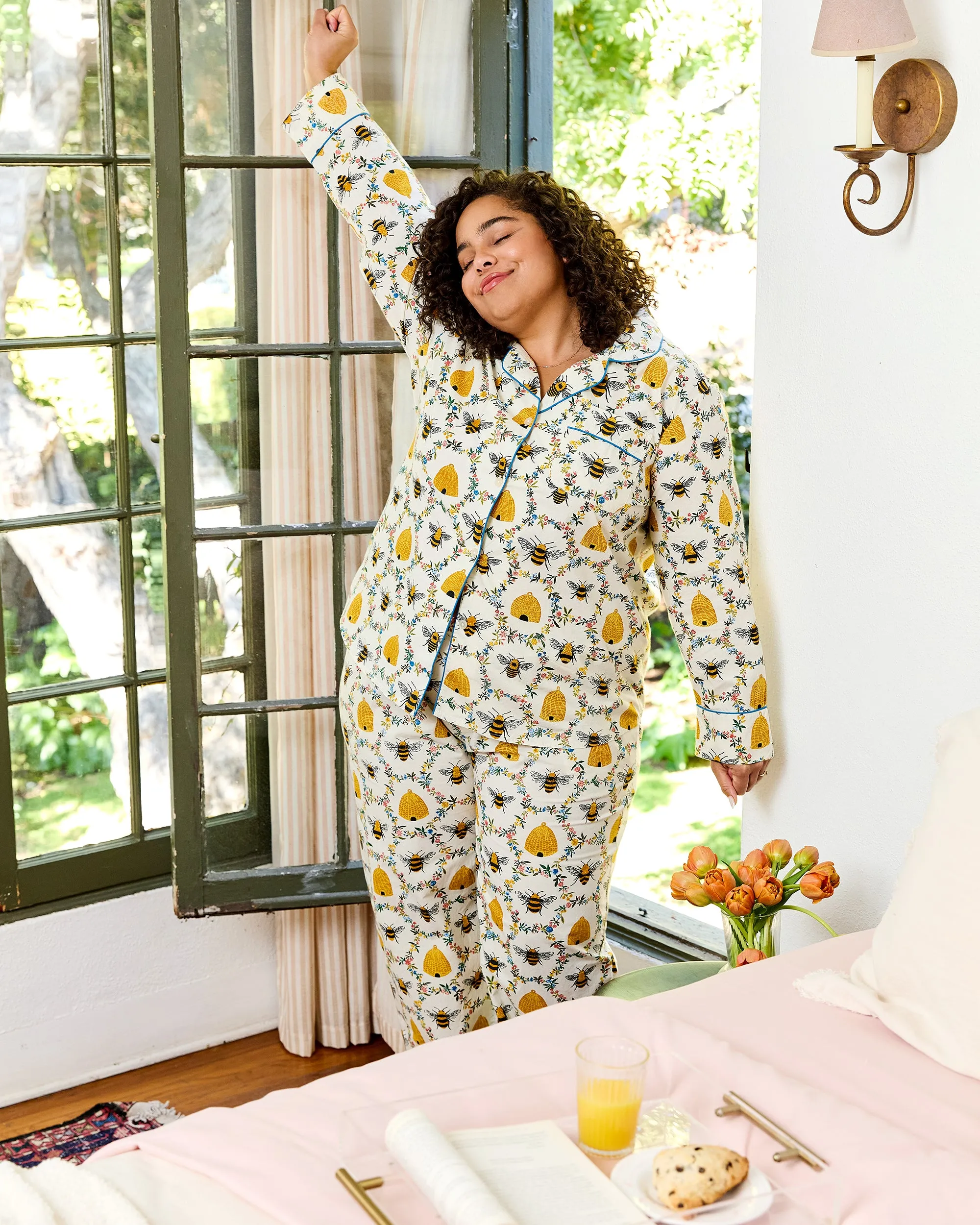 Sweet Bee - Tall Long PJ Set - Cream sold by Printfresh product image thumbnail 2