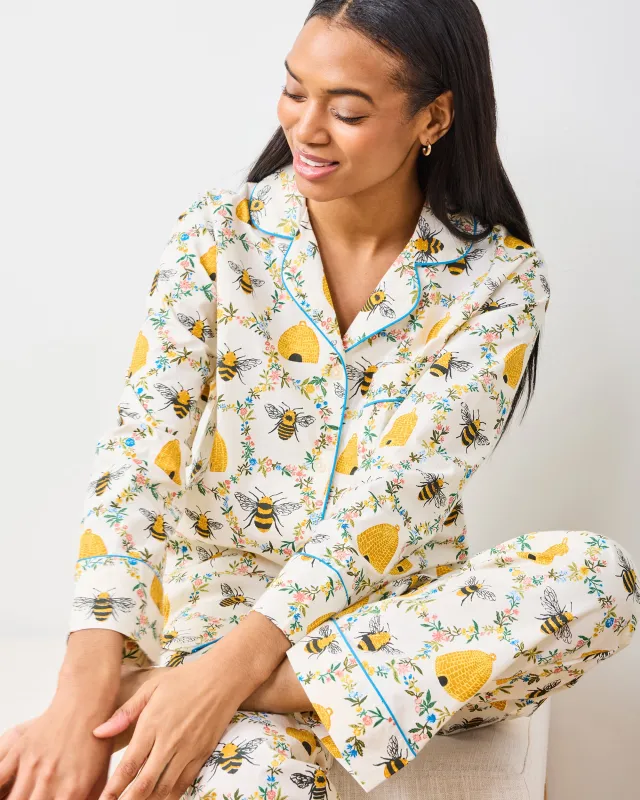 Sweet Bee - Tall Long PJ Set - Cream sold by Printfresh