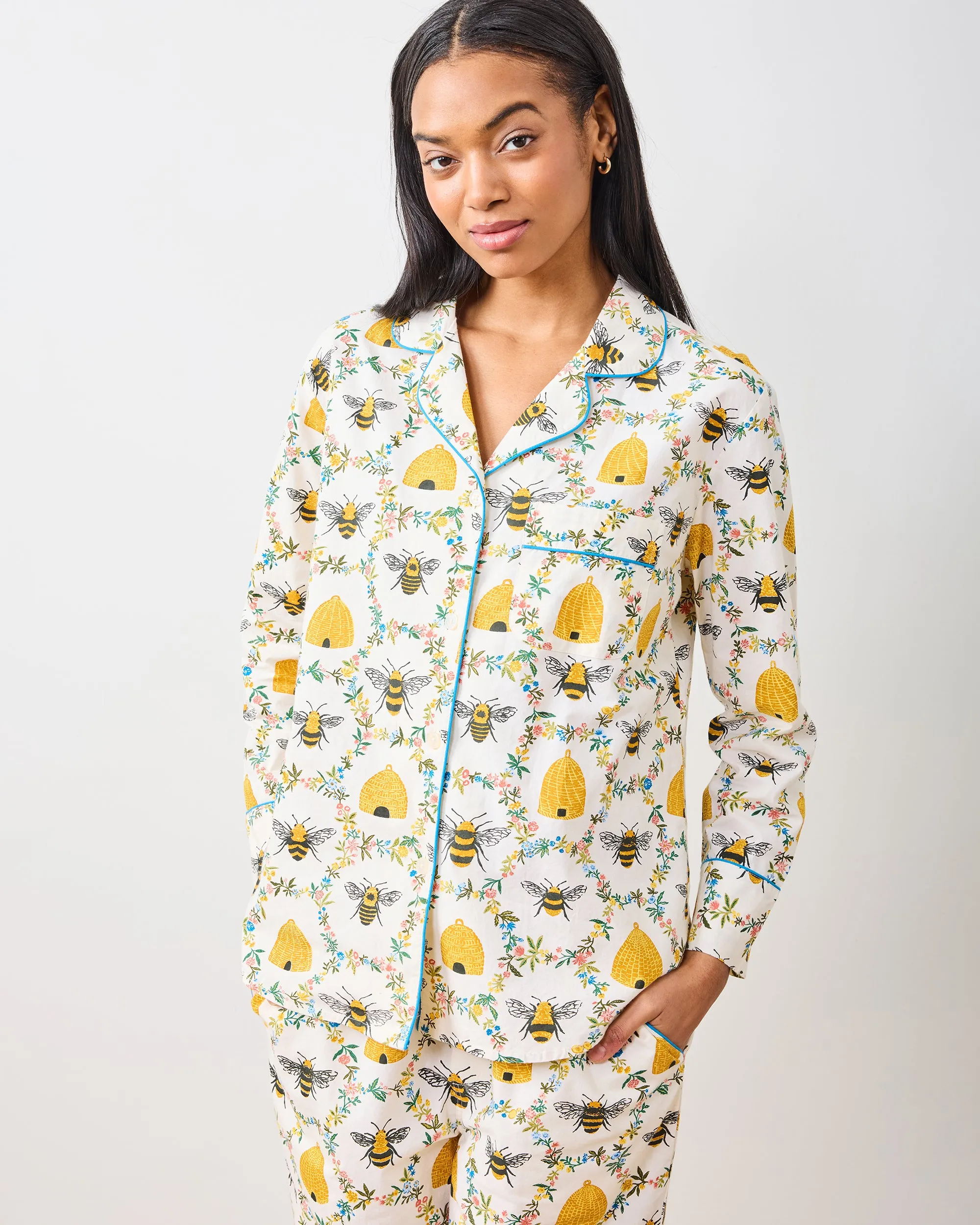 Sweet Bee - Petite Long PJ Set - Cream sold by Printfresh product image thumbnail 2