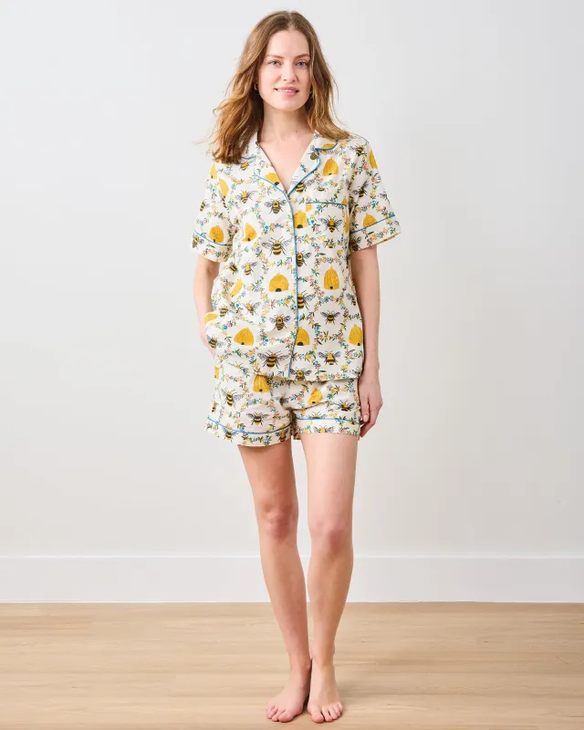 Sweet Bee - Petite Short PJ Set - Cream sold by Printfresh