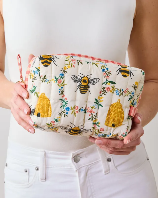 Sweet Bee - Quilted Pouch - Cream sold by Printfresh
