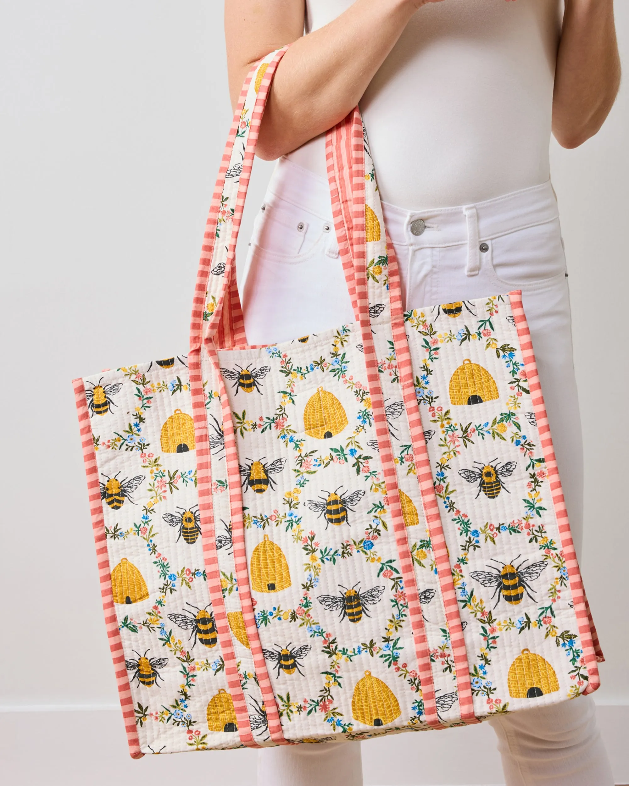 Sweet Bee - The Traveler Tote - Cream sold by Printfresh