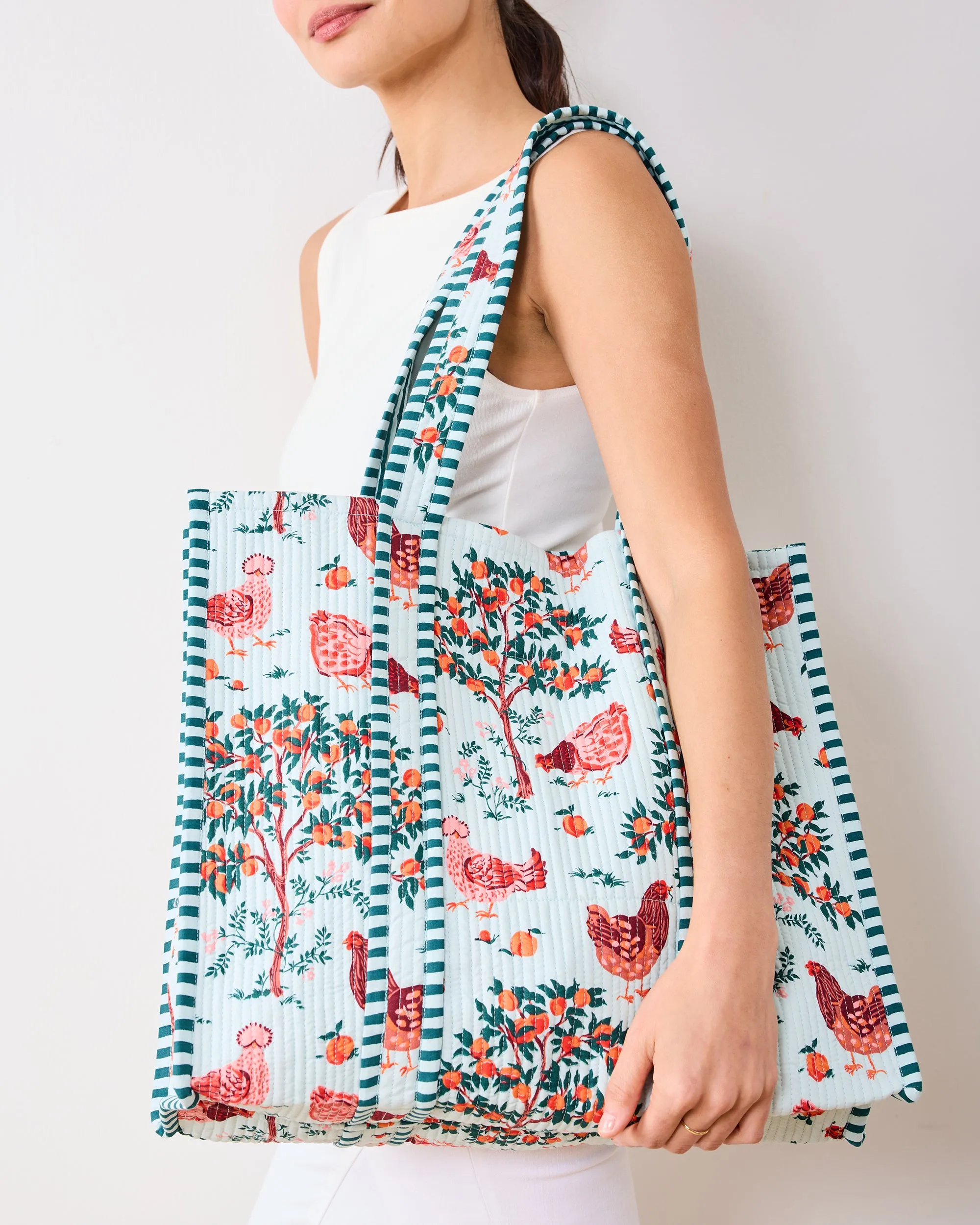 Hen House - The Traveler Tote - Soft Blue sold by Printfresh