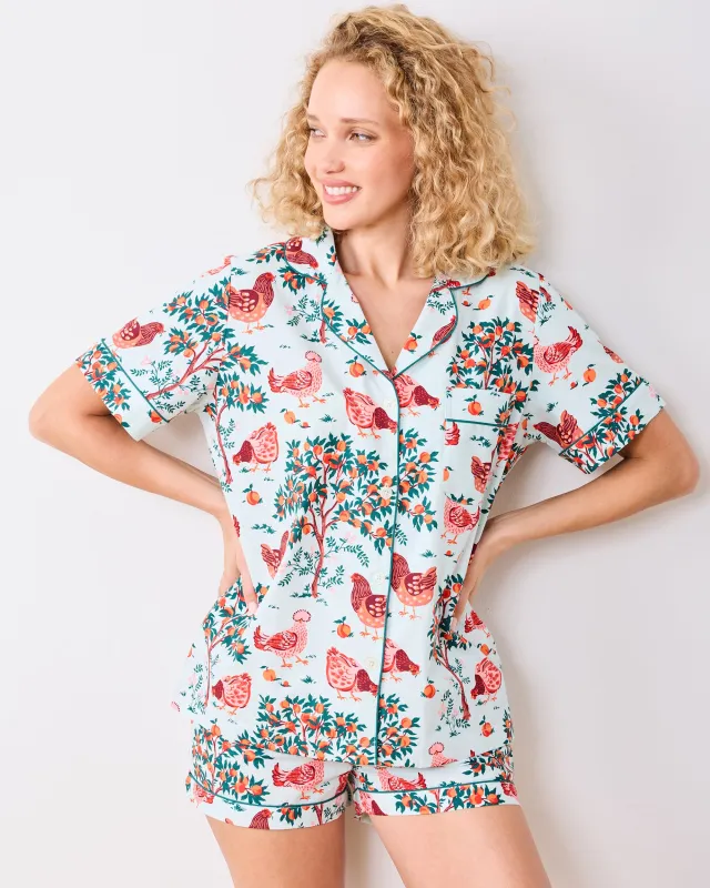 Hen House - Short PJ Set - Soft Blue sold by Printfresh