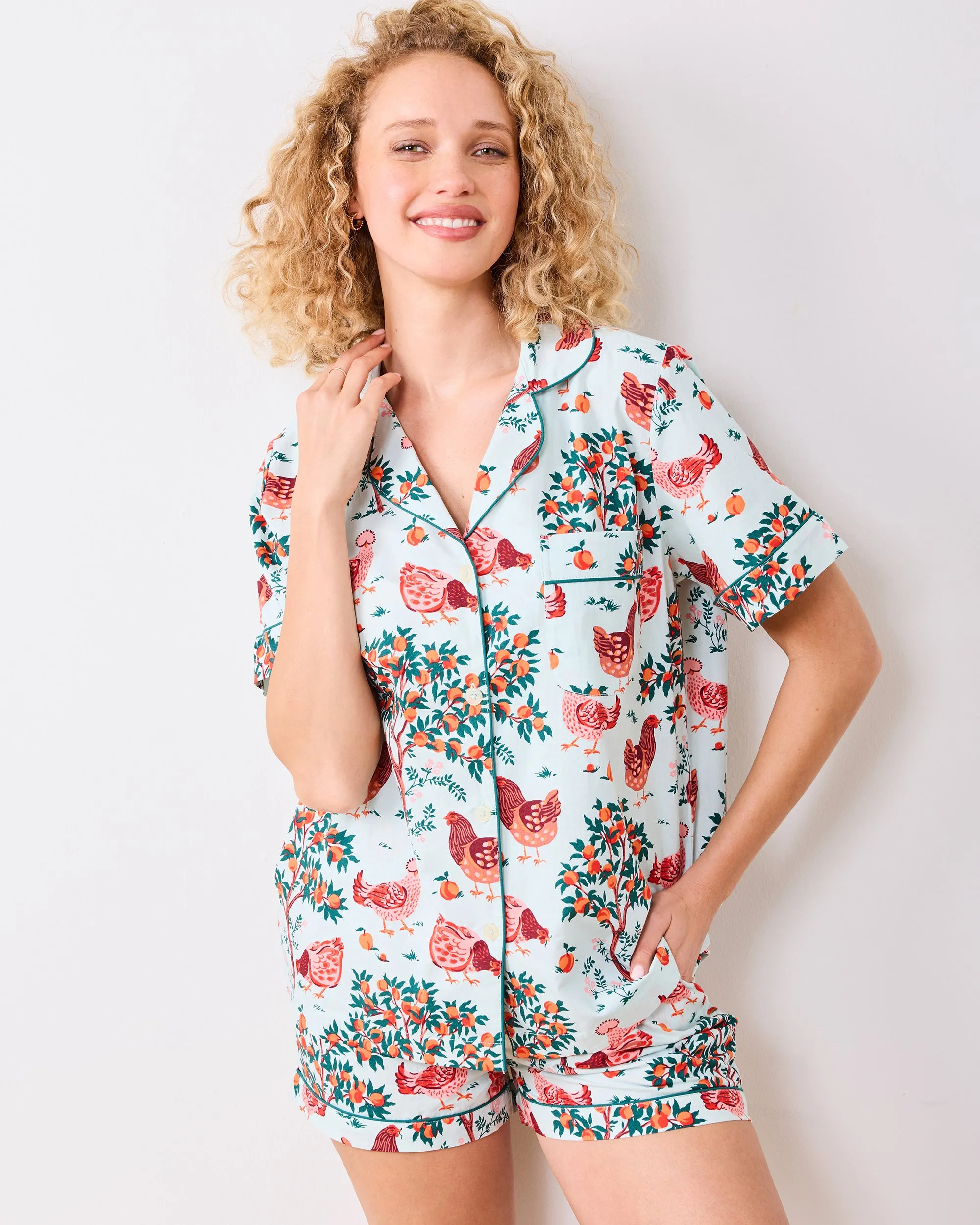Hen House - Short PJ Set - Soft Blue sold by Printfresh product image thumbnail 4