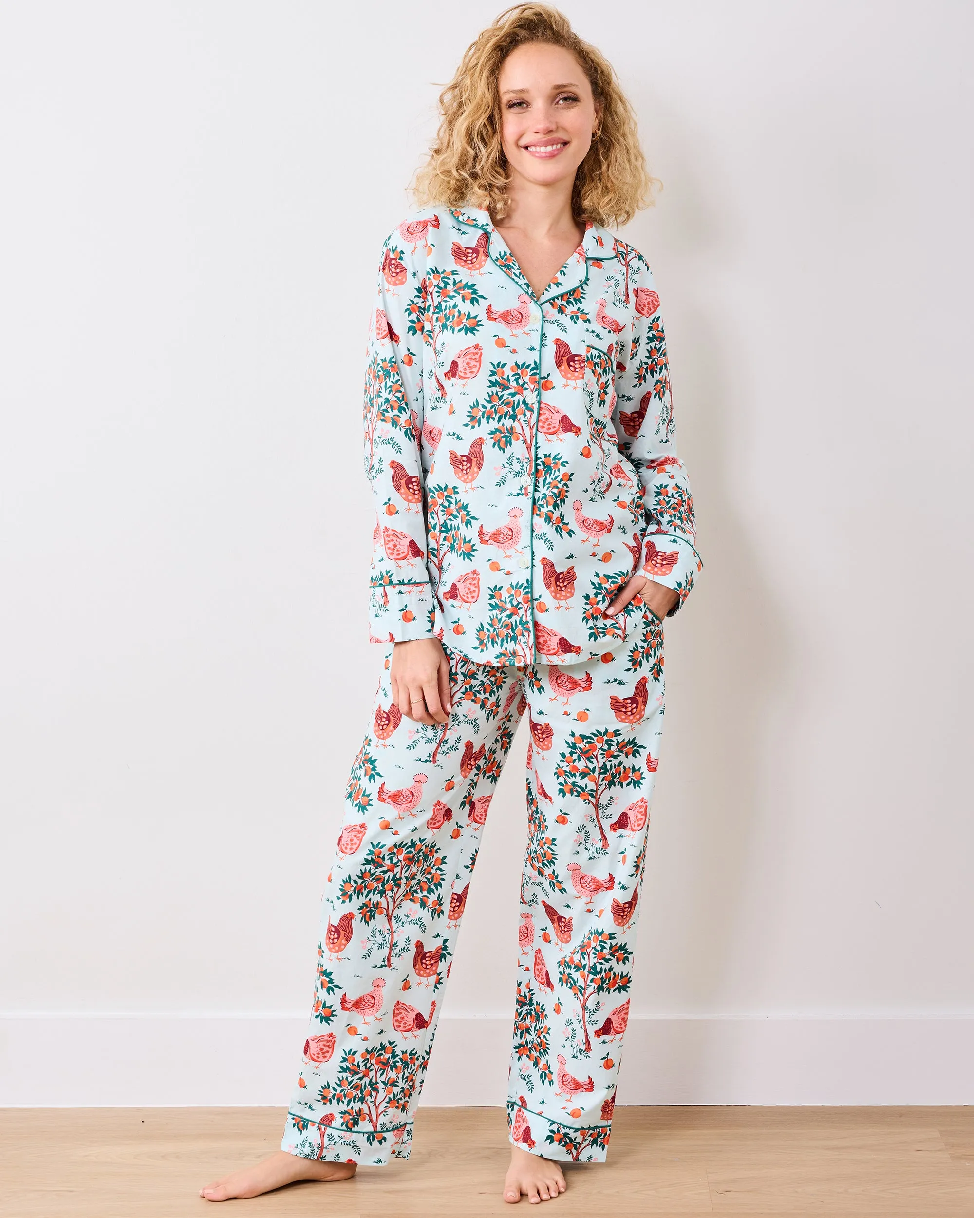 Hen House - Tall Long PJ Set - Soft Blue sold by Printfresh product image thumbnail 2