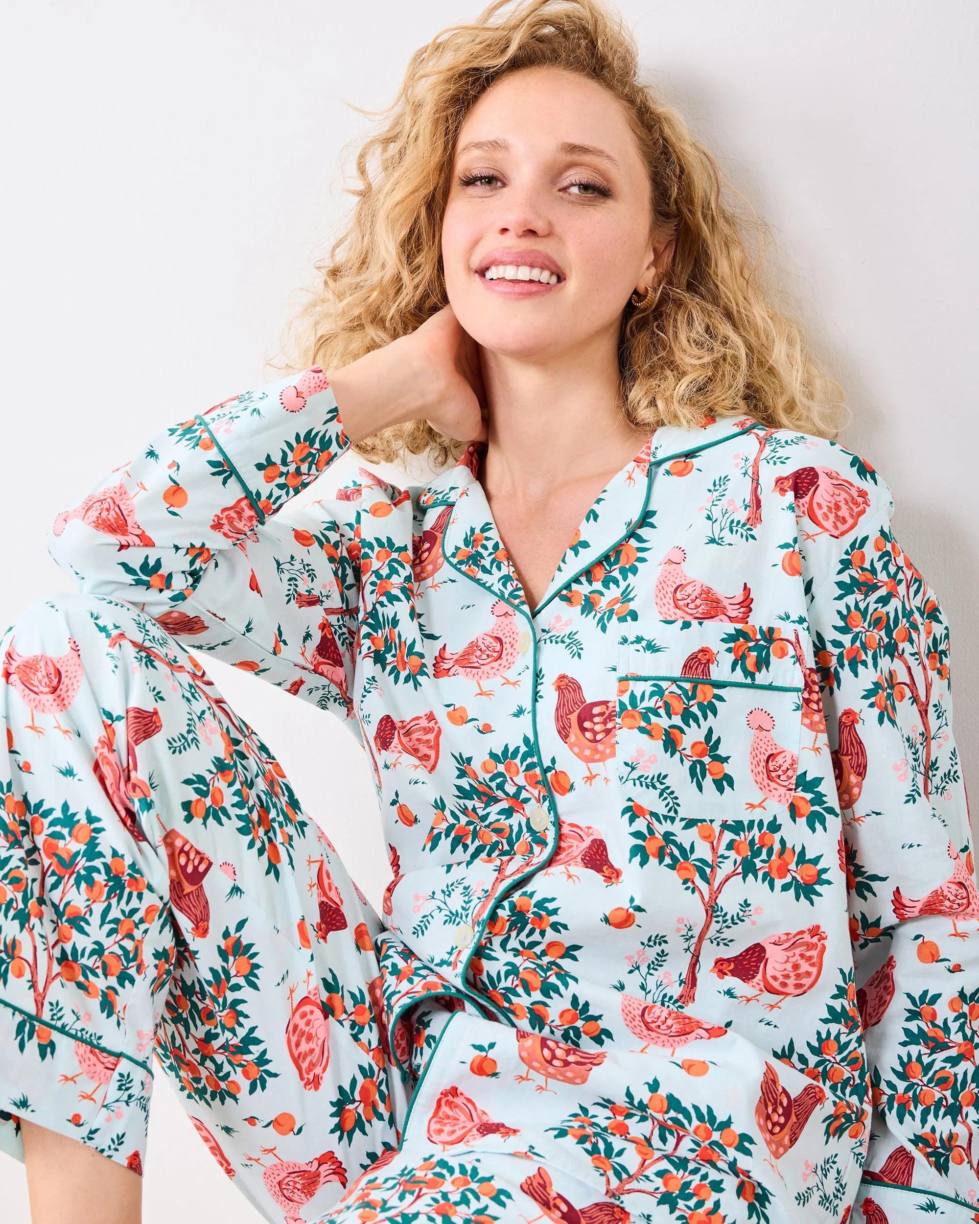 Hen House - Petite Long PJ Set - Soft Blue sold by Printfresh