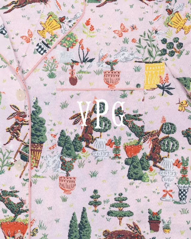 Rabbit Topiary - Short PJ Set - Easter Pink sold by Printfresh