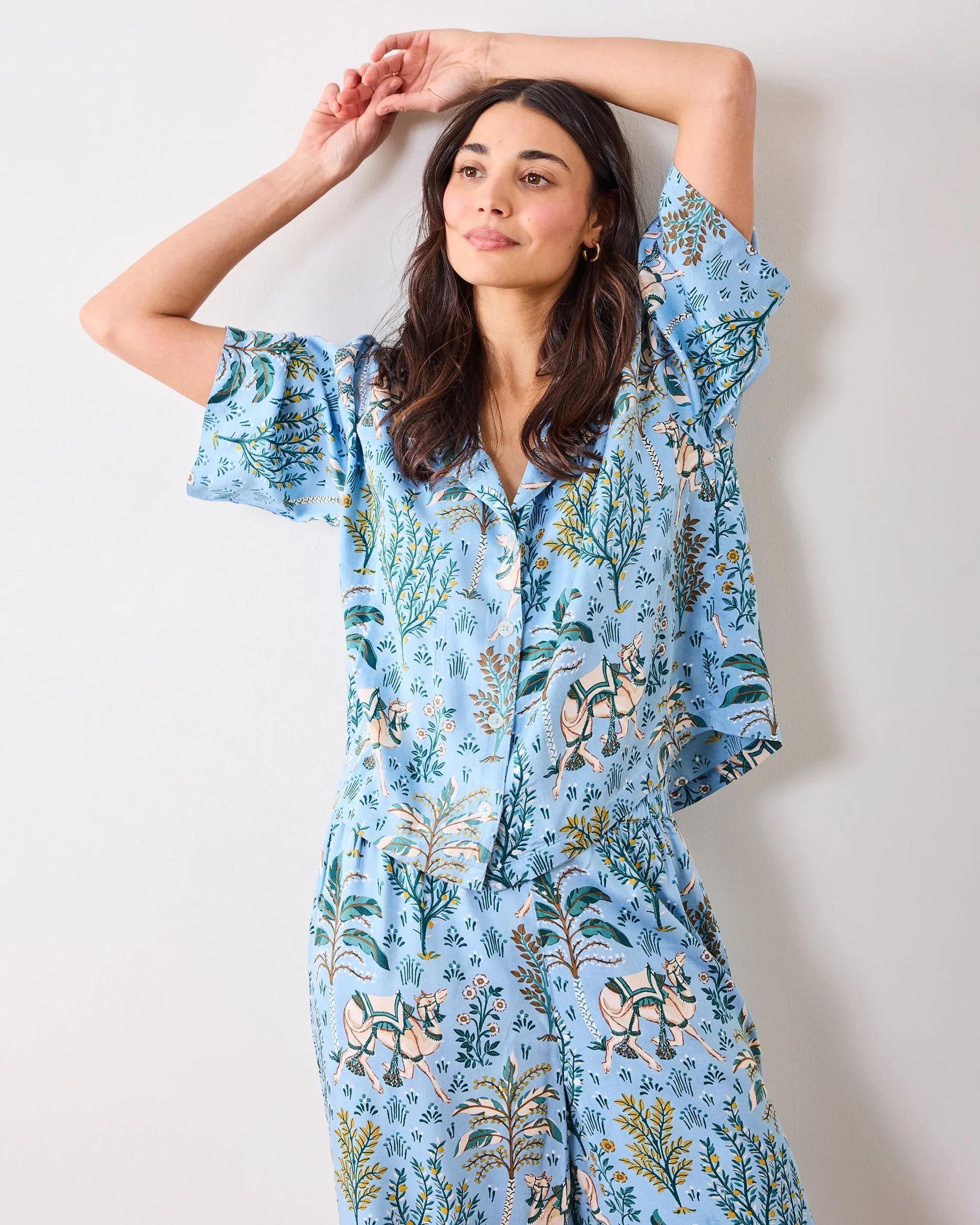 Camel's Courtyard - Eco Satin Wildest Dreams Set - Slate Blue sold by Printfresh