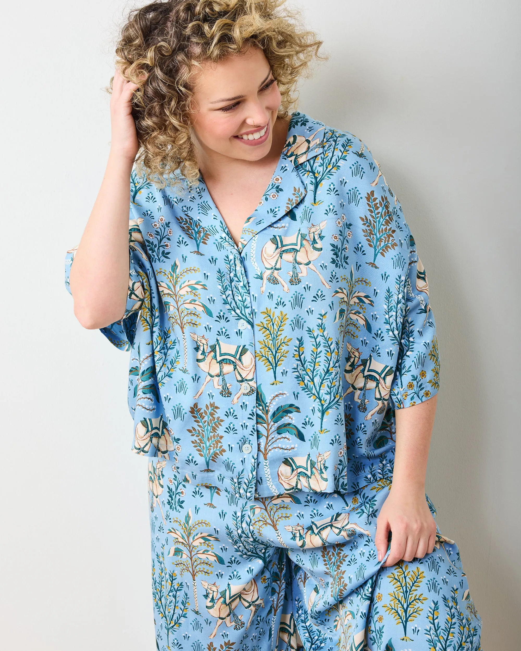 Camel's Courtyard - Eco Satin Wildest Dreams Set - Slate Blue sold by Printfresh product image thumbnail 3