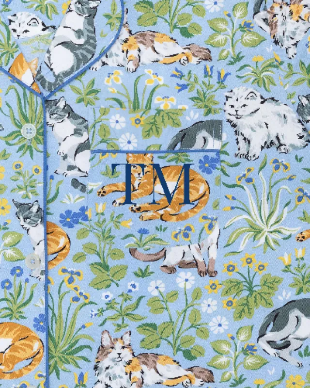 Must Love Cats - Short Sleeve Top & Cropped Pants Set  - Cornflower sold by Printfresh