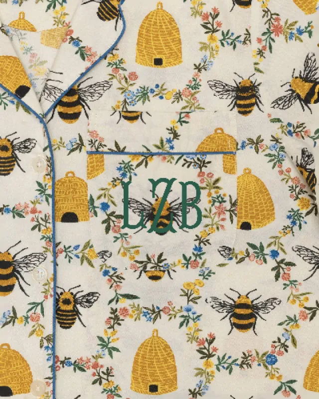Sweet Bee - Long PJ Set - Cream sold by Printfresh