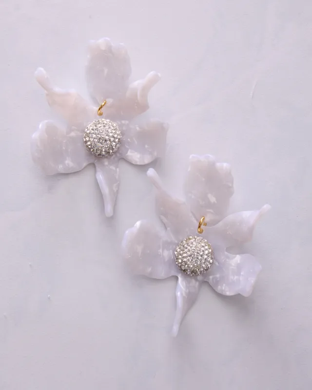 Mother of Pearl - Crystal Lily Earrings - Lele Sadoughi sold by Printfresh