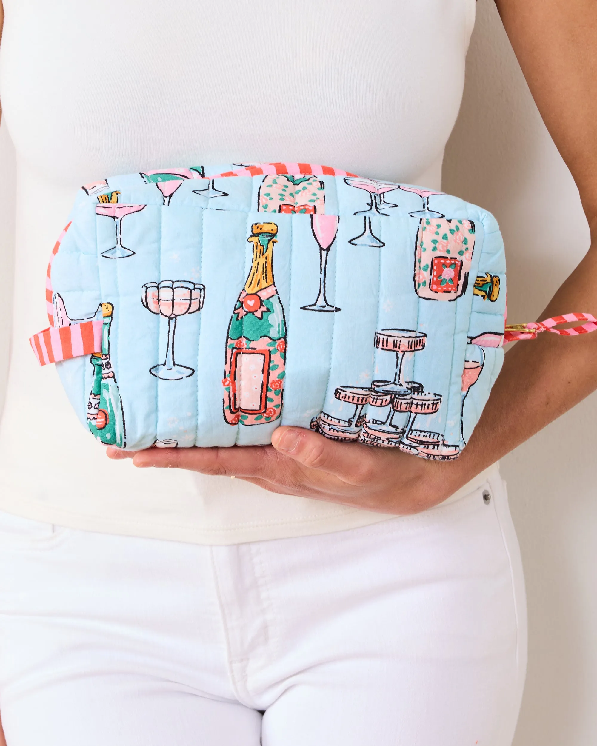 Champagne Tower - Quilted Pouch - Soft Blue sold by Printfresh