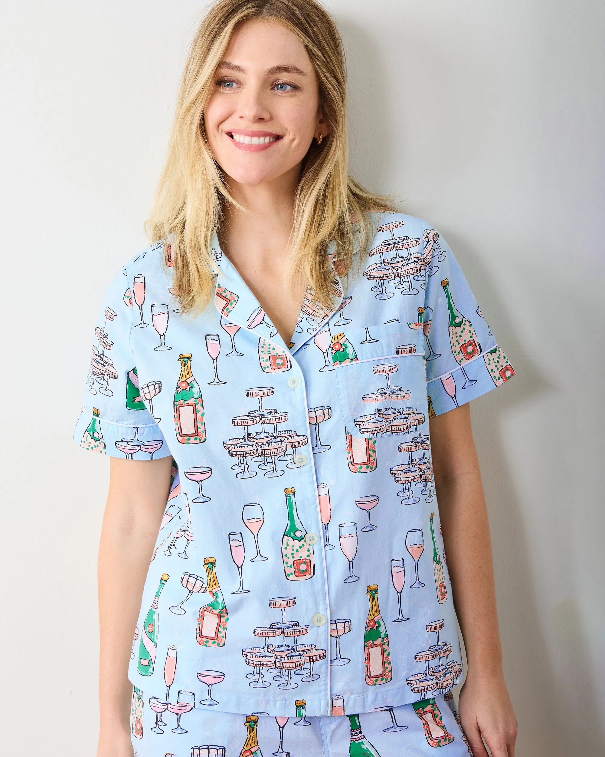 Champagne Tower - Short PJ Set - Soft Blue sold by Printfresh product image thumbnail 4