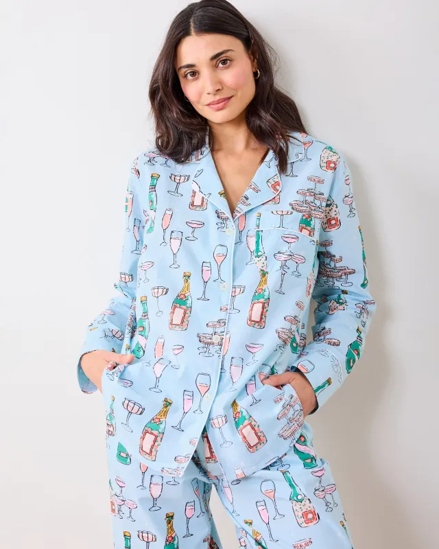 Champagne Tower - Petite Long PJ Set - Soft Blue sold by Printfresh
