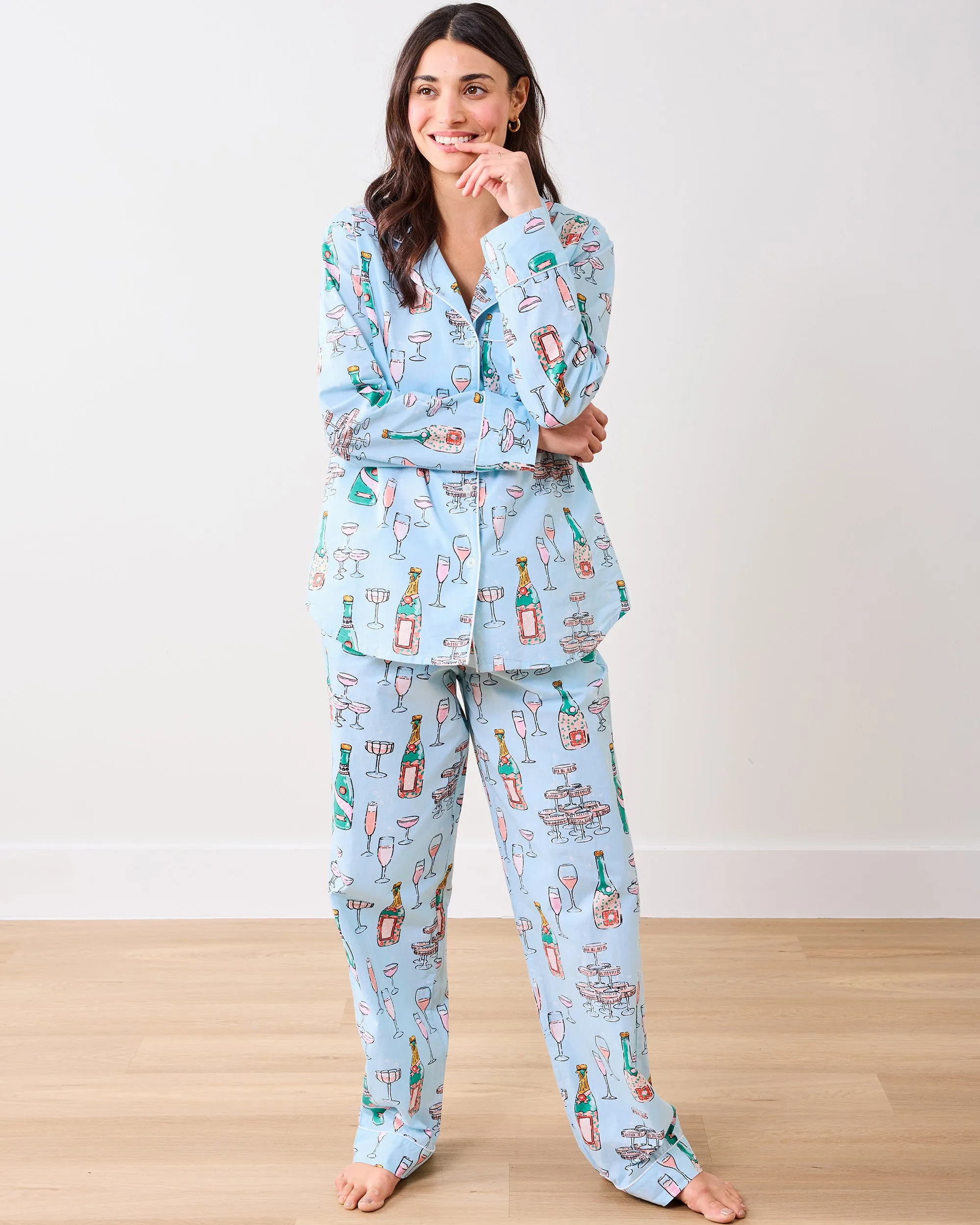 Champagne Tower - Petite Long PJ Set - Soft Blue sold by Printfresh product image thumbnail 3