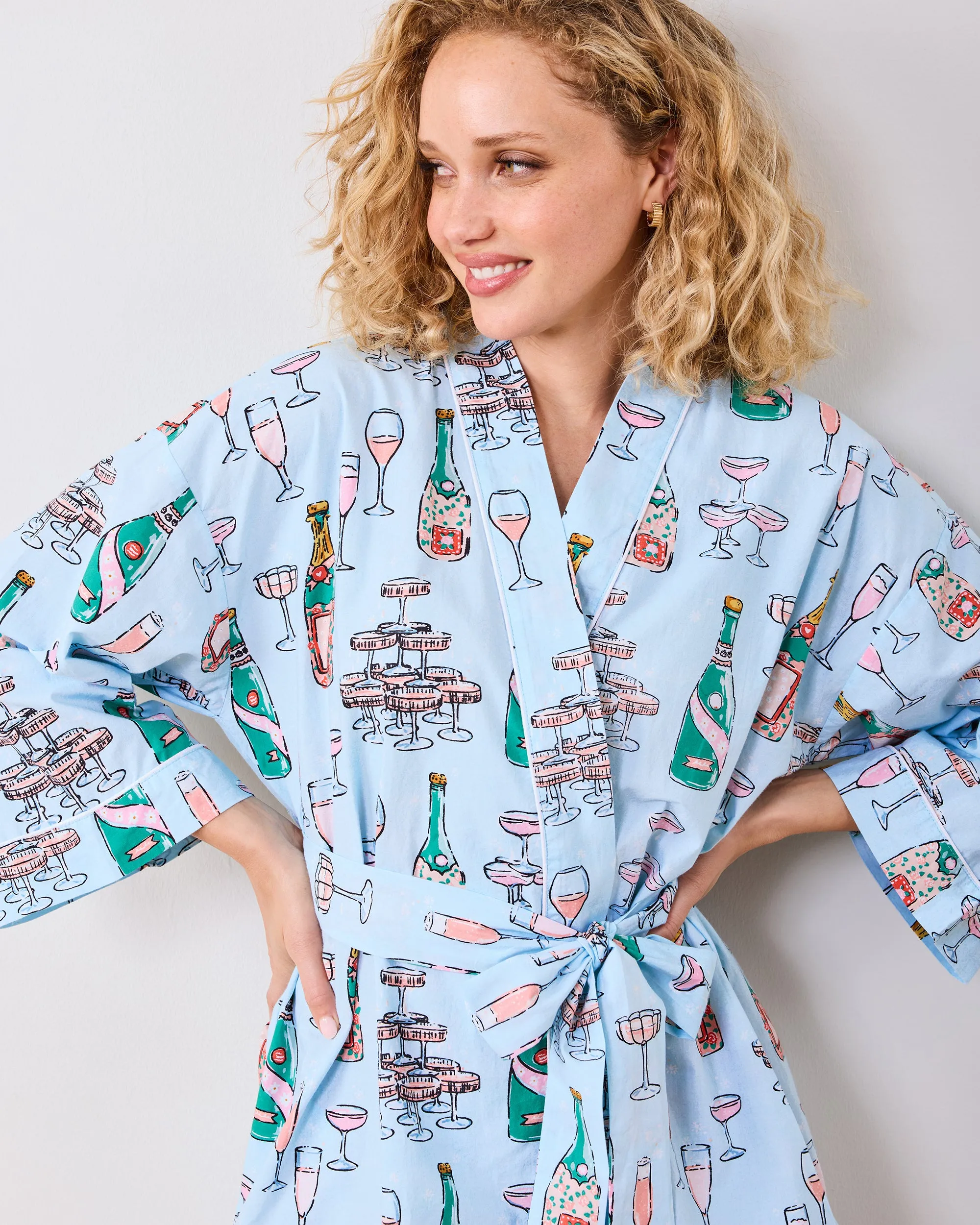 Champagne Tower - Getting Ready Robe - Soft Blue sold by Printfresh