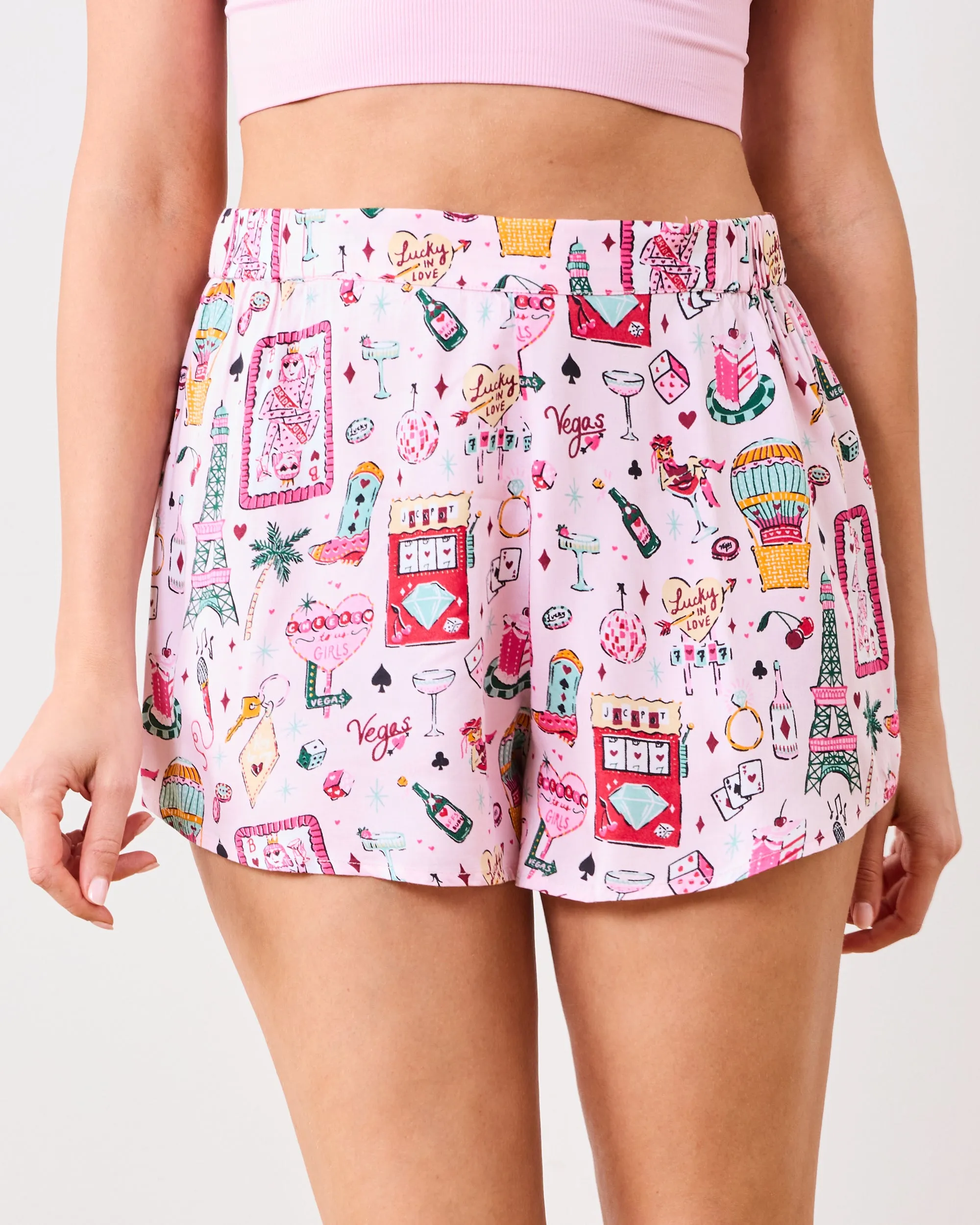 Viva Las Vegas - Eco Satin Sweet Dreams Shorts - Lucky Pink sold by Printfresh product image thumbnail 2