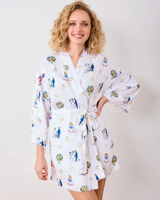 Happily Ever After - Eco Satin Glam Mini Robe - Cloud sold by Printfresh