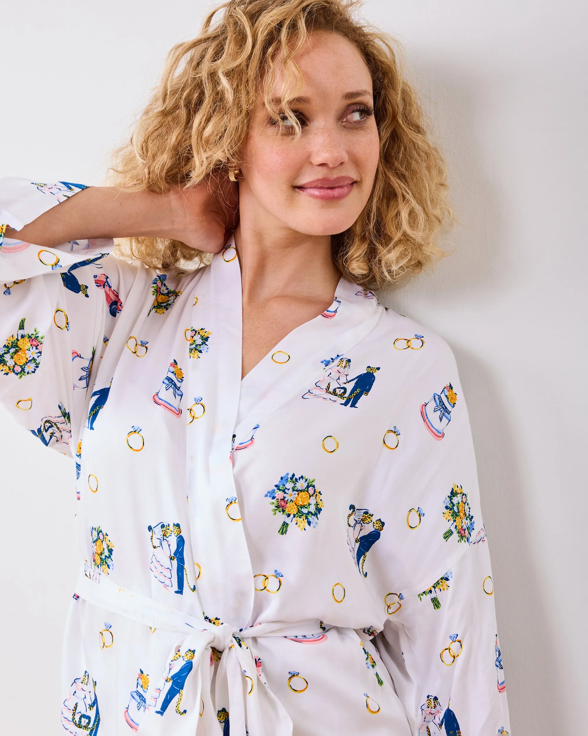 Happily Ever After - Eco Satin Glam Mini Robe - Cloud sold by Printfresh product image thumbnail 3