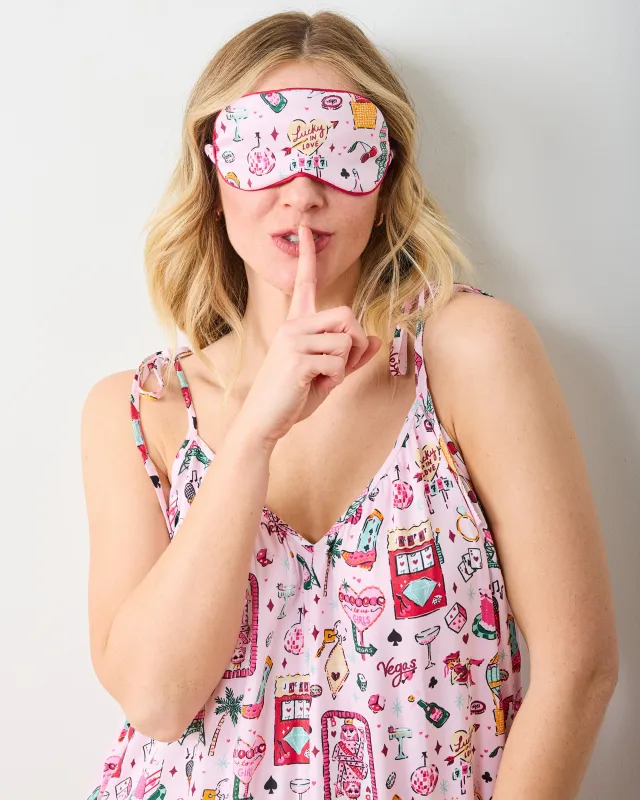 Viva Las Vegas - Eco Satin Eye Mask - Lucky Pink sold by Printfresh