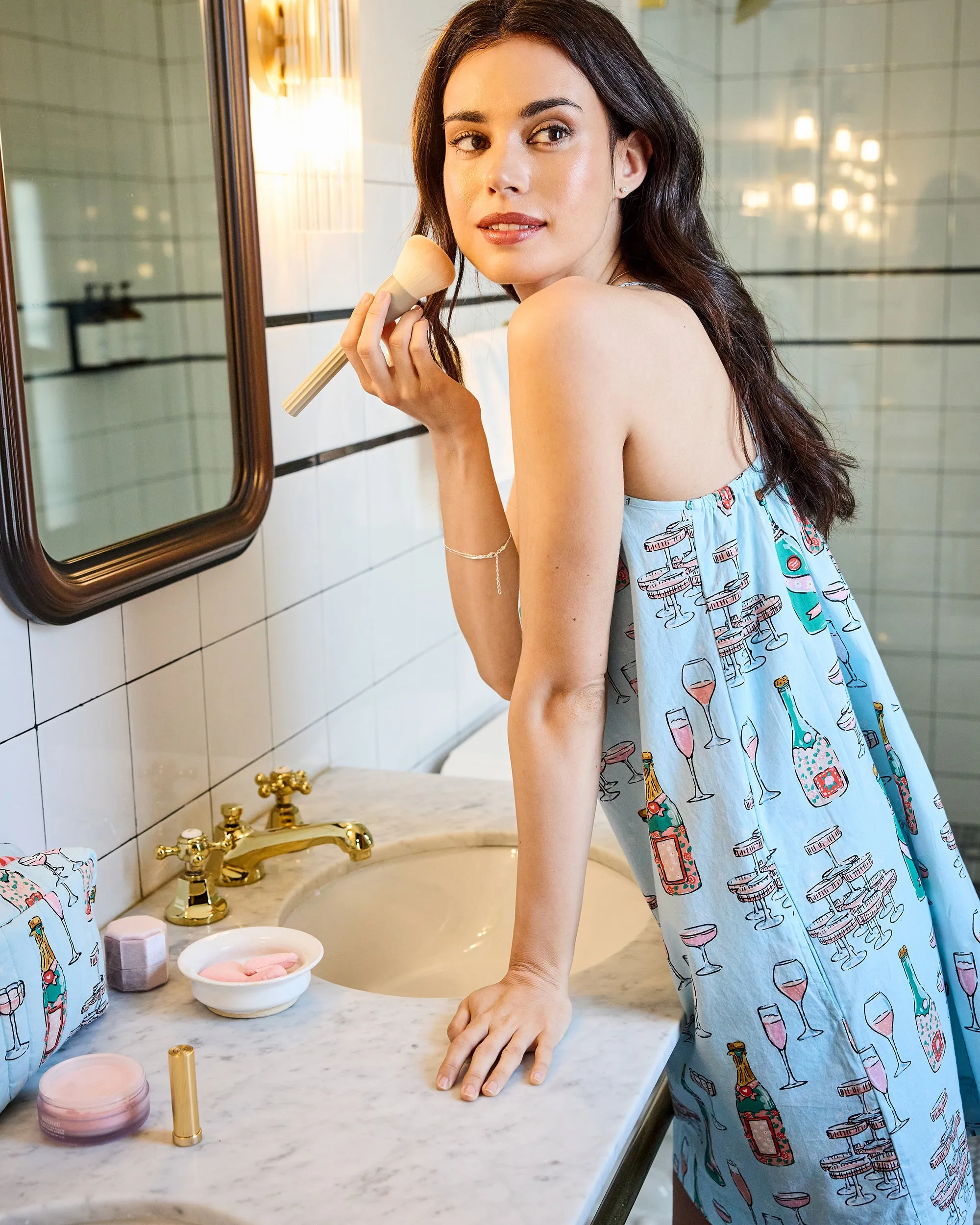 Champagne Tower - Cami Nightgown - Soft Blue sold by Printfresh product image thumbnail 2