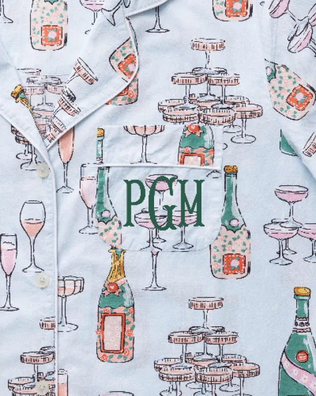 Champagne Tower - Long PJ Set - Soft Blue sold by Printfresh