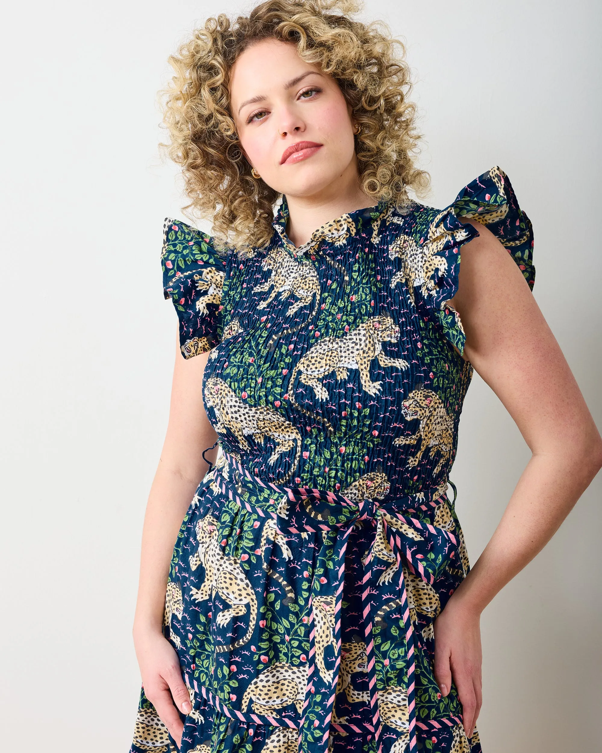 Bagheera - Let's Ruffle Dress - Navy sold by Printfresh