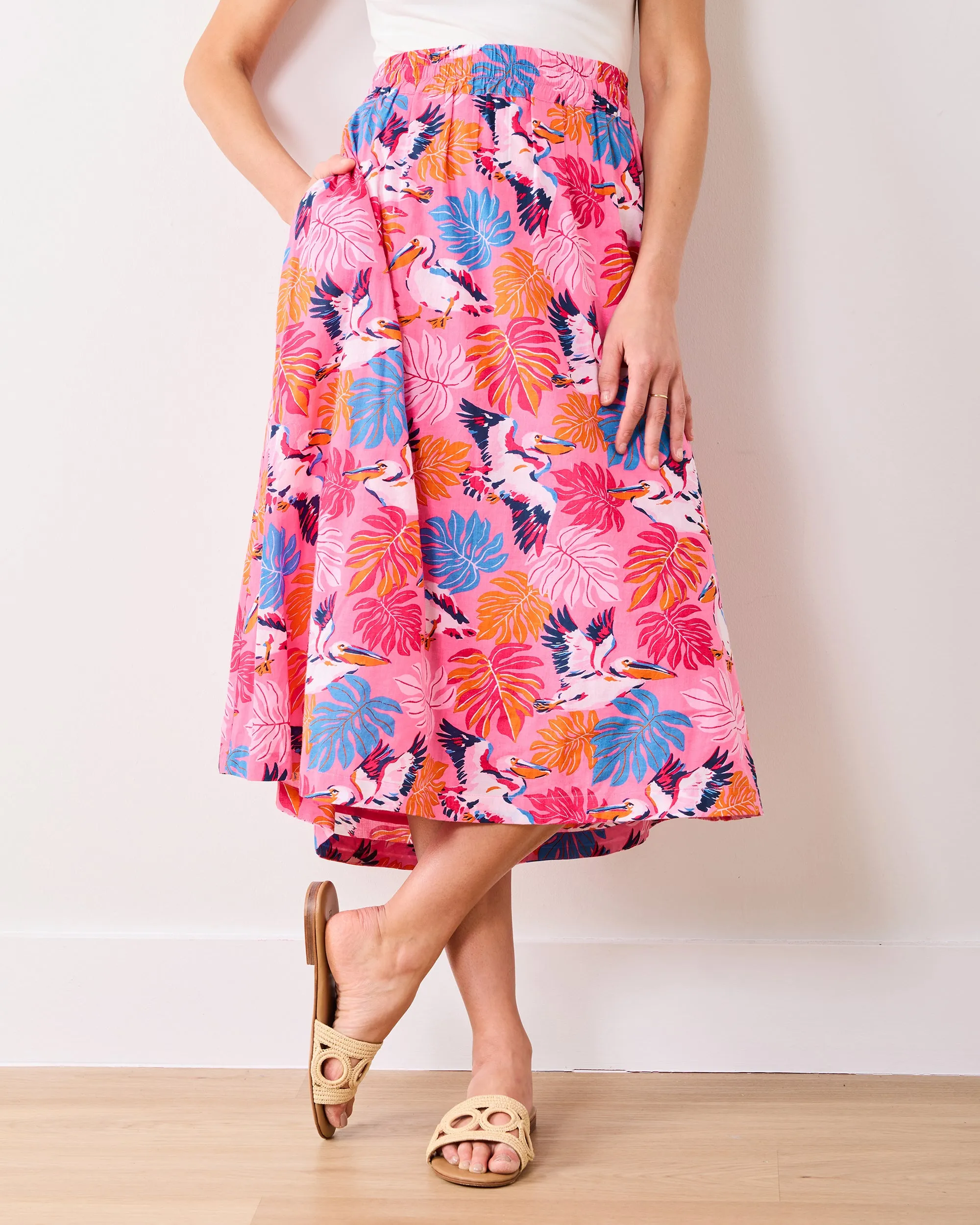 Pelican Palms - Sofia Skirt - Marina Pink sold by Printfresh