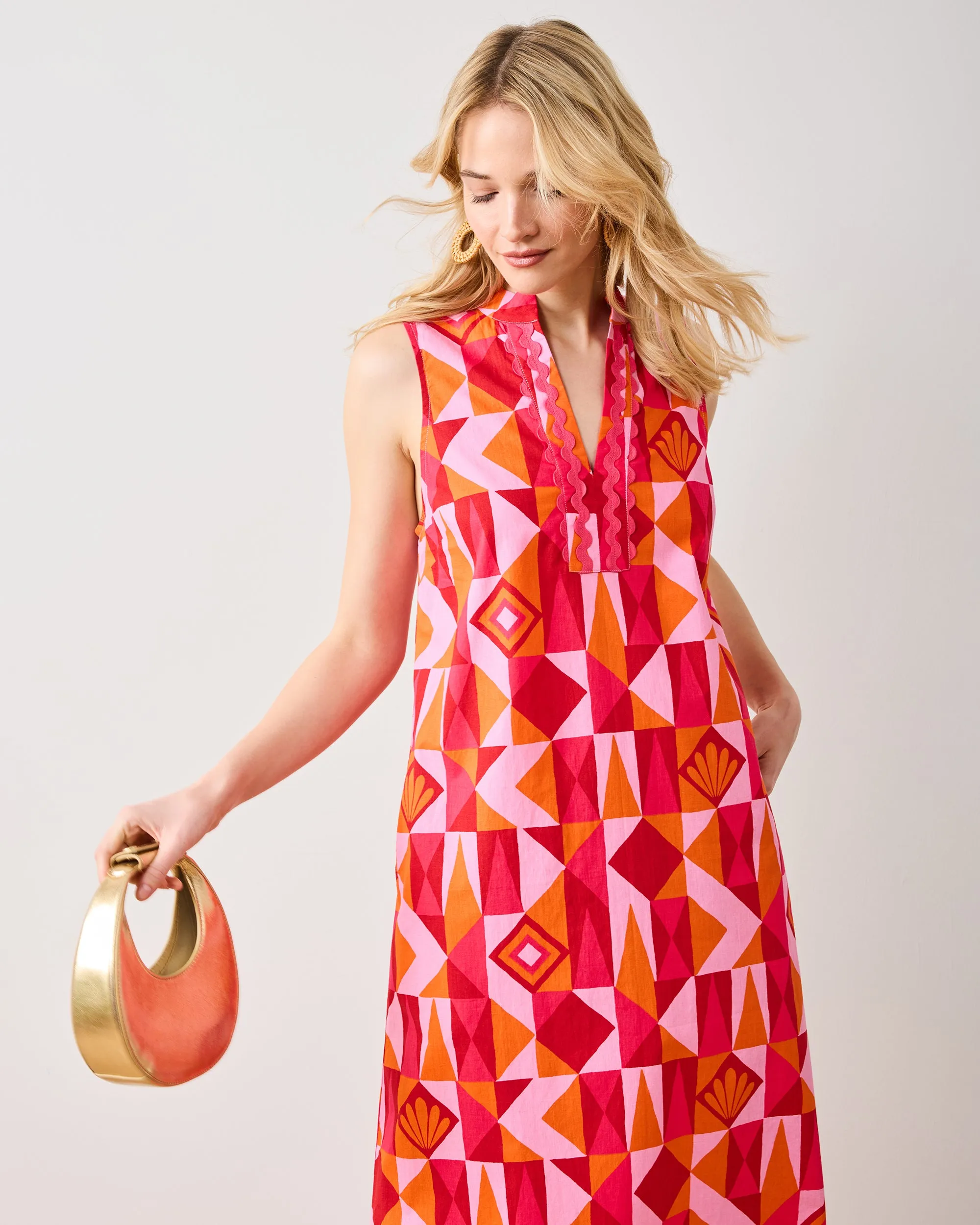 Underwater Mosaic - Ocean View Long Tunic Dress - Pink Crush sold by Printfresh product image thumbnail 2