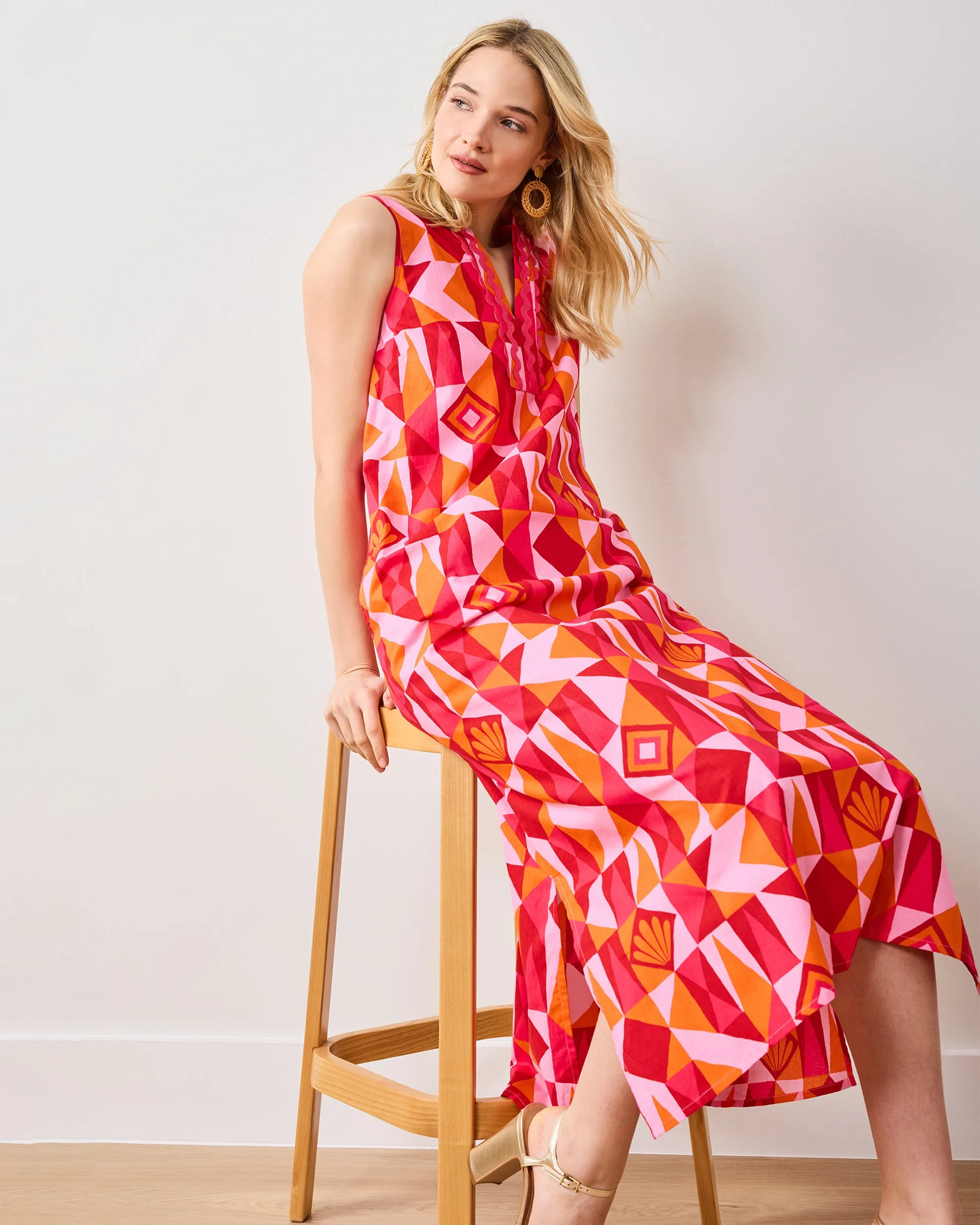 Underwater Mosaic - Ocean View Long Tunic Dress - Pink Crush sold by Printfresh product image thumbnail 3