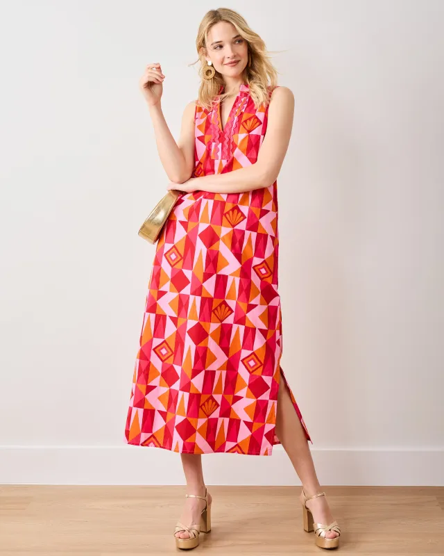 Underwater Mosaic - Ocean View Long Tunic Dress - Pink Crush sold by Printfresh