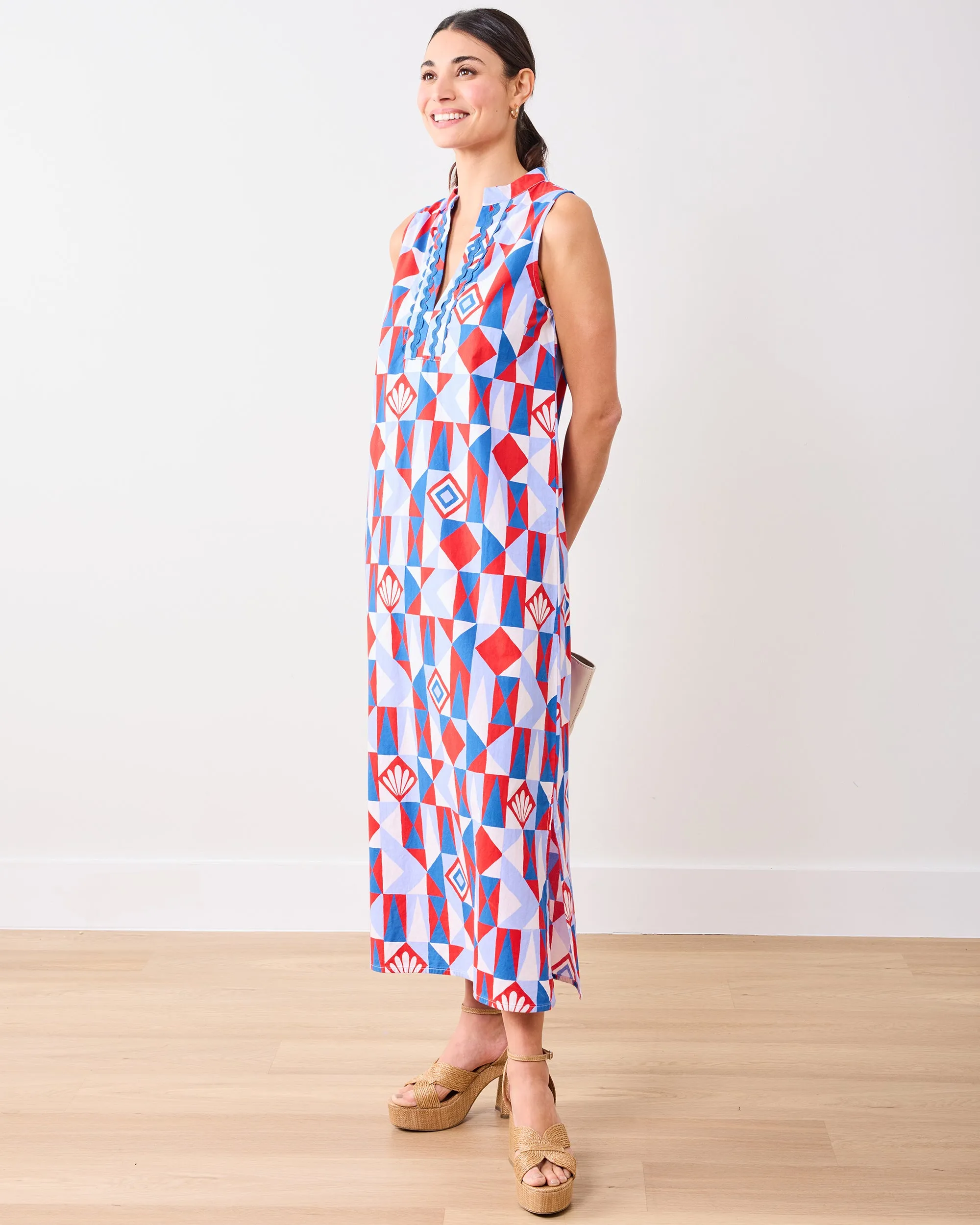 Underwater Mosaic - Ocean View Long Tunic Dress - Retro Red sold by Printfresh product image thumbnail 5