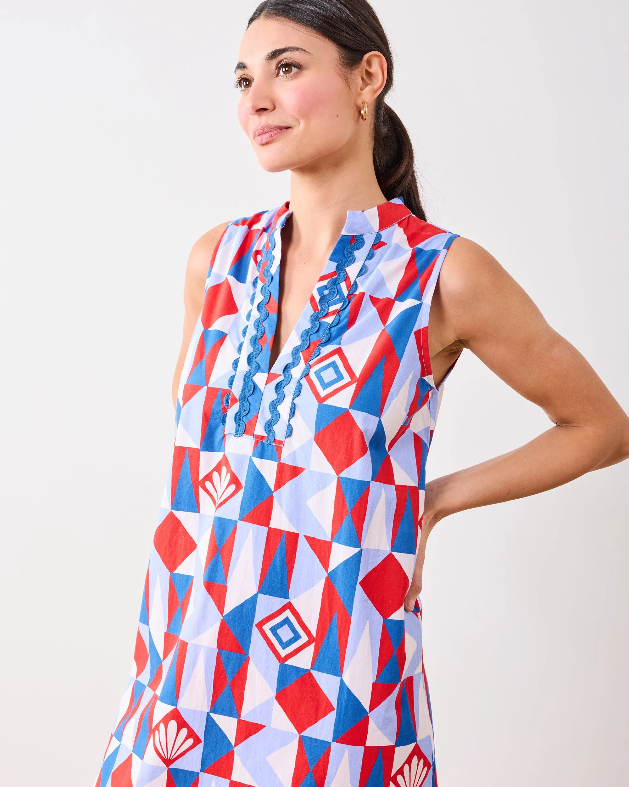 Underwater Mosaic - Ocean View Long Tunic Dress - Retro Red sold by Printfresh