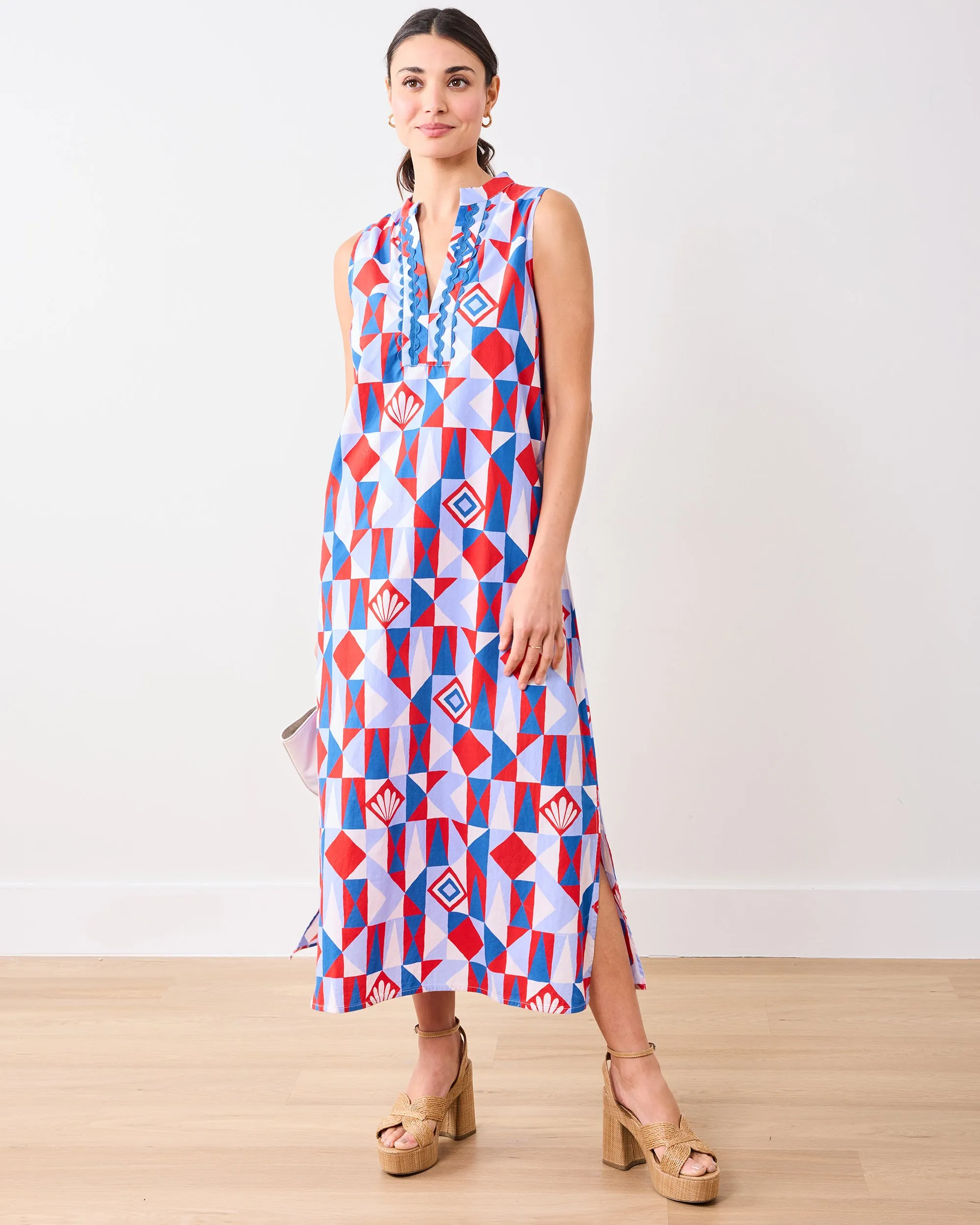 Underwater Mosaic - Ocean View Long Tunic Dress - Retro Red sold by Printfresh product image thumbnail 3