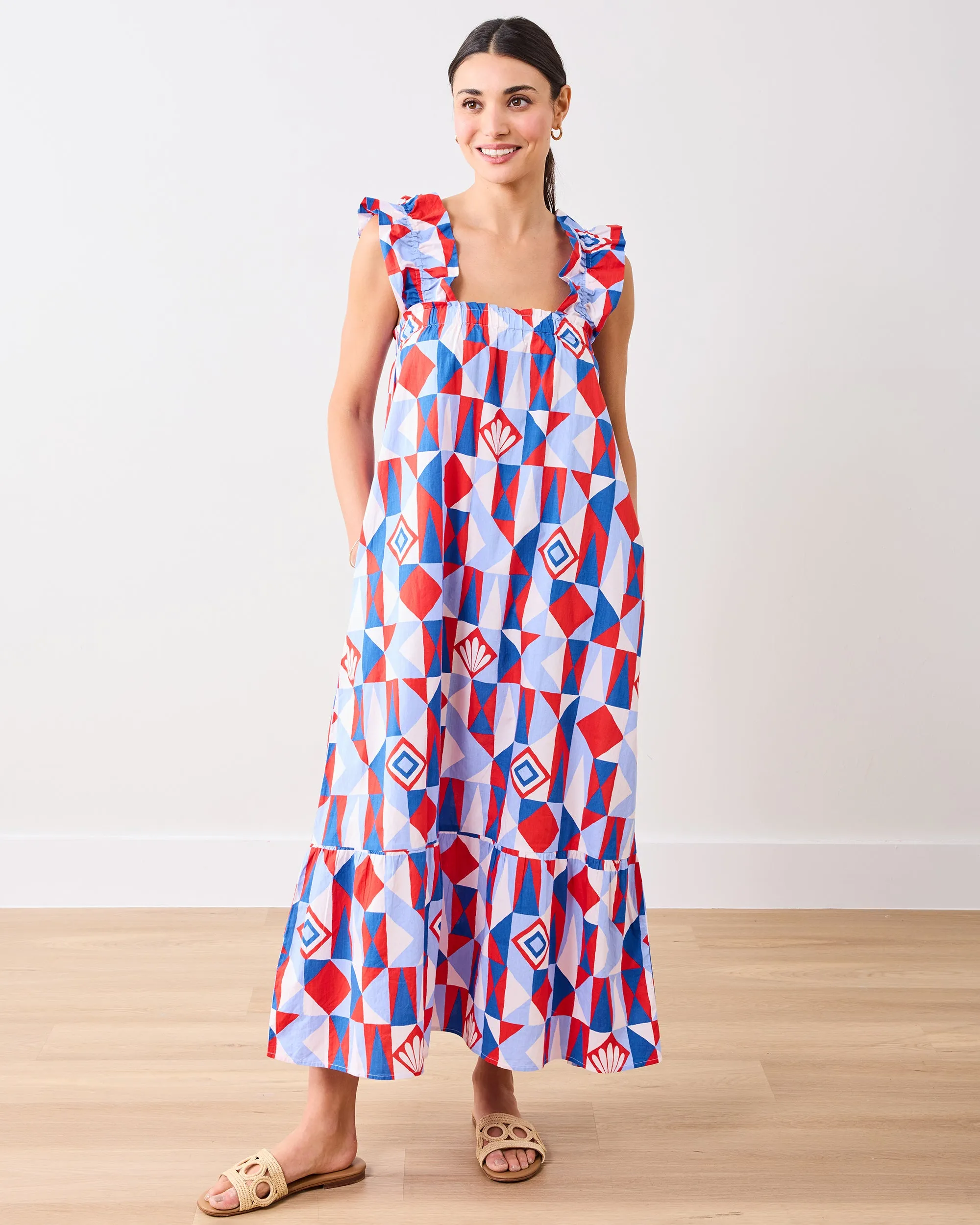 Underwater Mosaic - Serenity Dress - Retro Red sold by Printfresh product image thumbnail 4