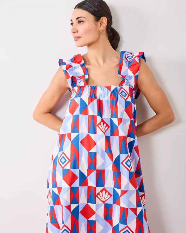 Underwater Mosaic - Serenity Dress - Retro Red sold by Printfresh