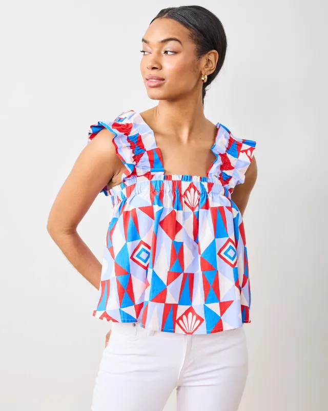 Underwater Mosaic - Maya Top - Retro Red sold by Printfresh