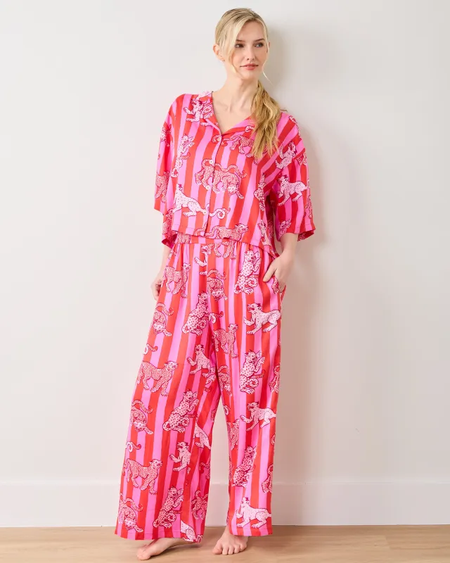 Leopard Stripes - Tall Eco Satin Wildest Dreams Set - Pink Cabana sold by Printfresh