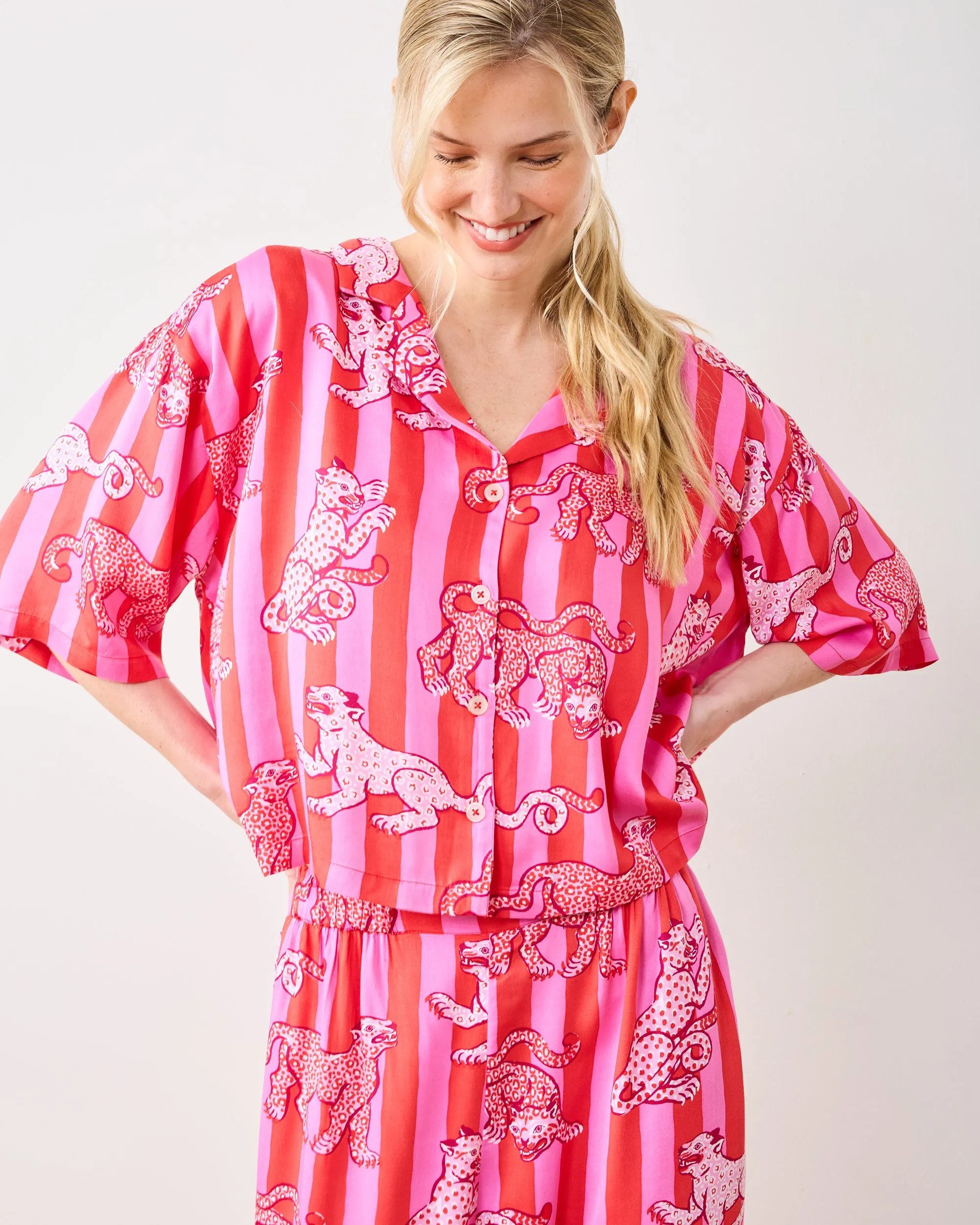 Leopard Stripes - Tall Eco Satin Wildest Dreams Set - Pink Cabana sold by Printfresh product image thumbnail 5