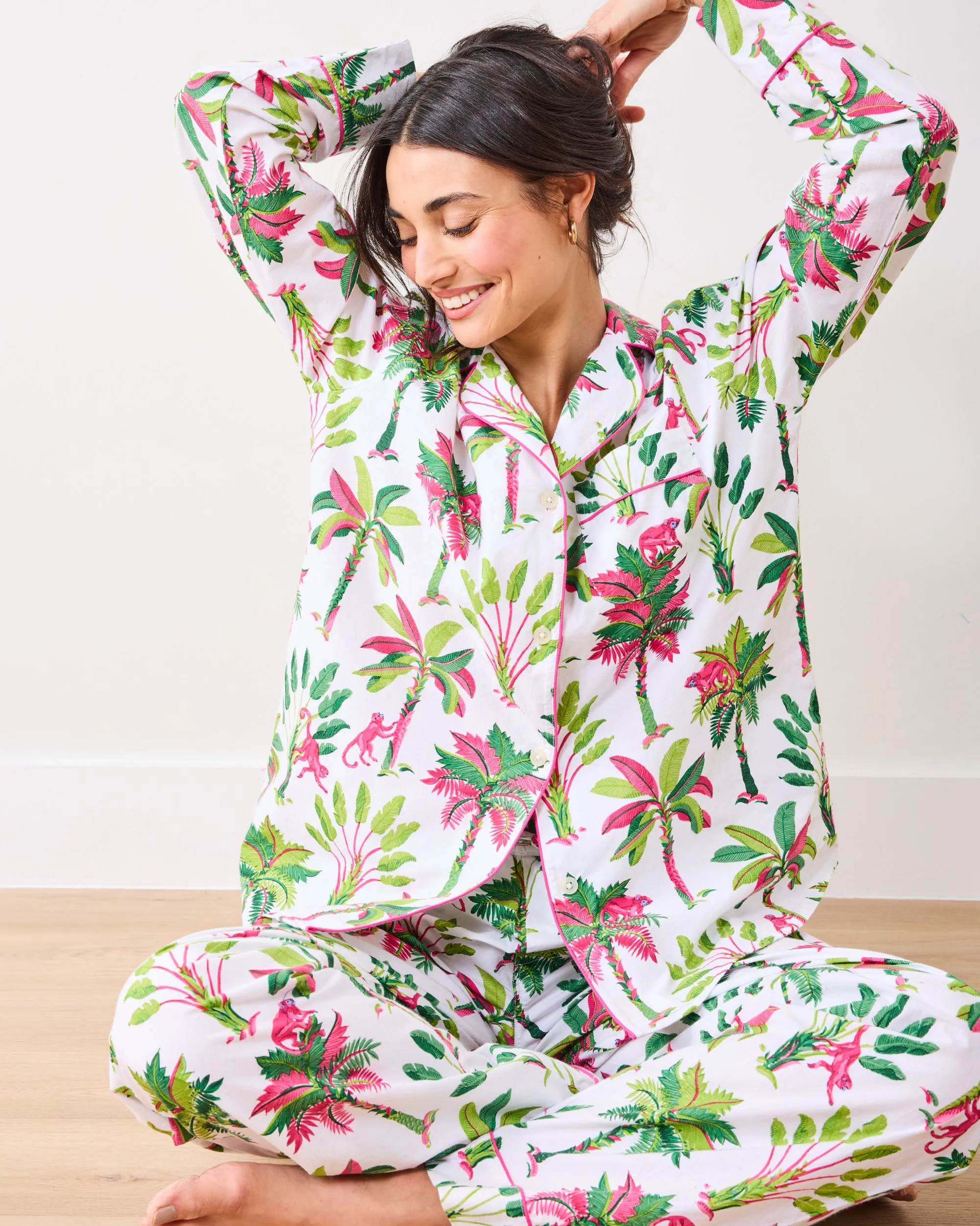 Royal Palms - Petite Long PJ Set - Pink Basil sold by Printfresh product image thumbnail 4