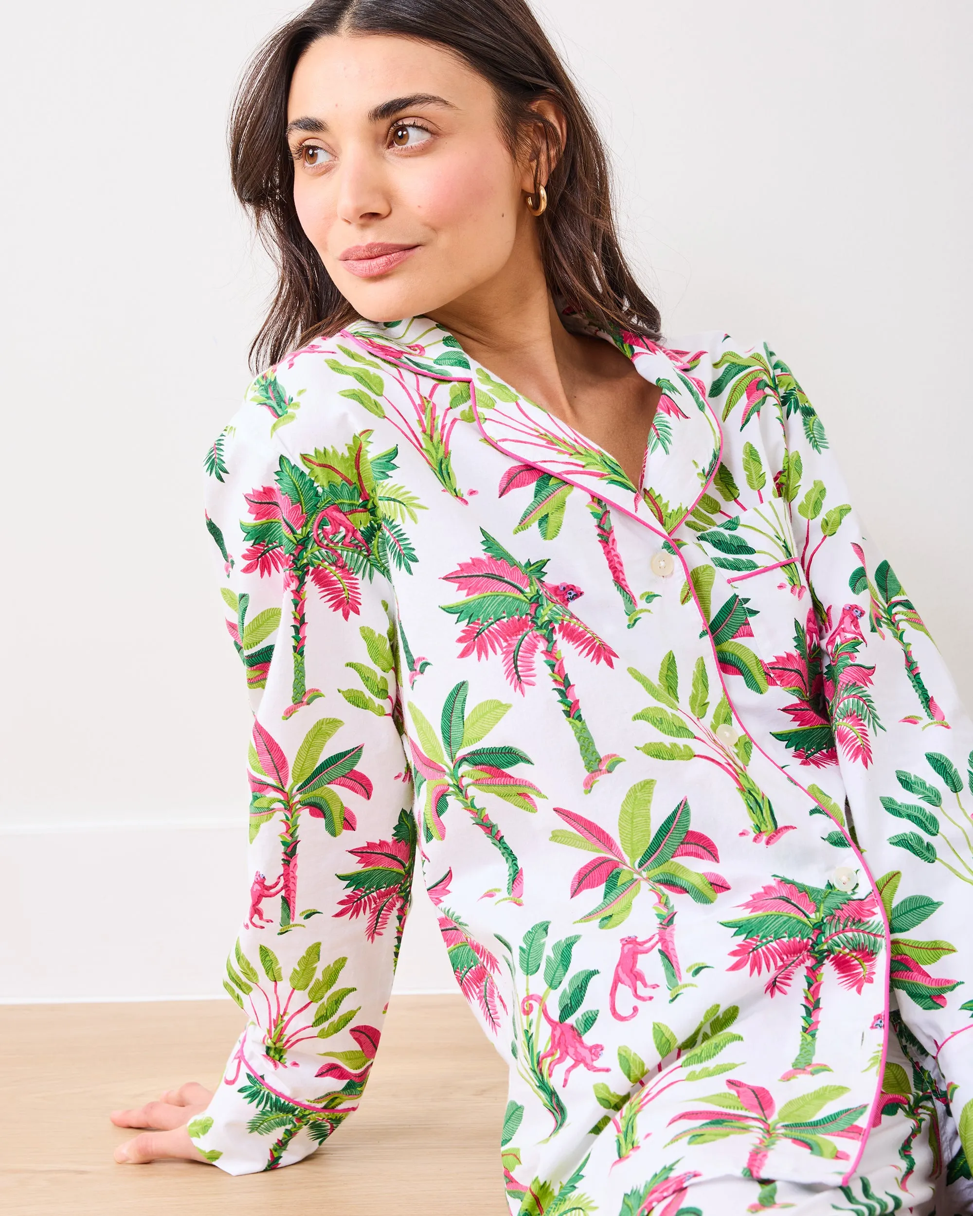 Royal Palms - Tall Long PJ Set - Pink Basil sold by Printfresh product image thumbnail 2