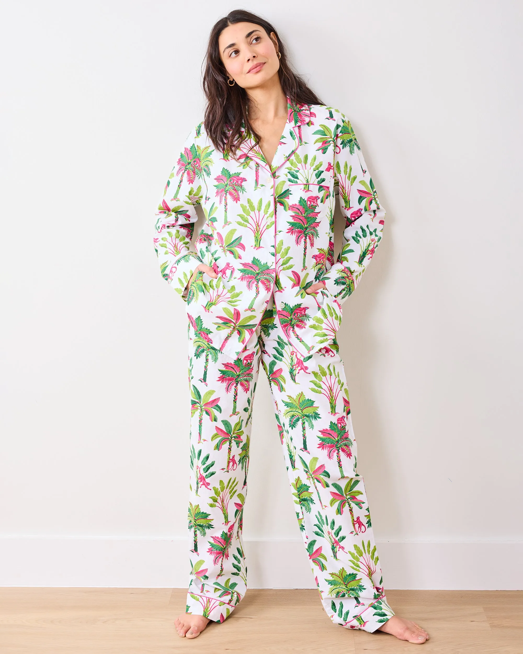 Royal Palms - Tall Long PJ Set - Pink Basil sold by Printfresh