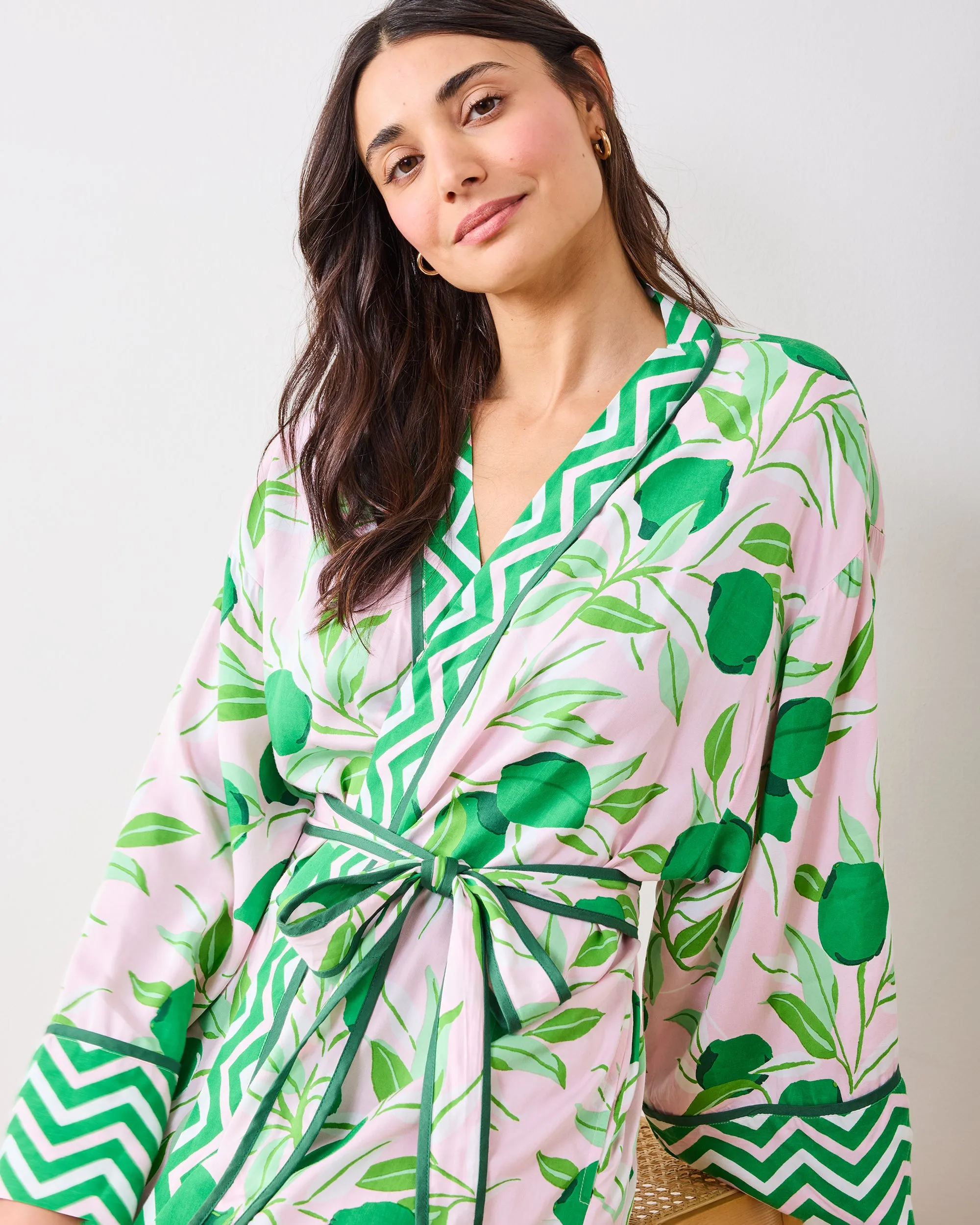 Lime Zest - Eco Satin Robe - Pink Salt sold by Printfresh