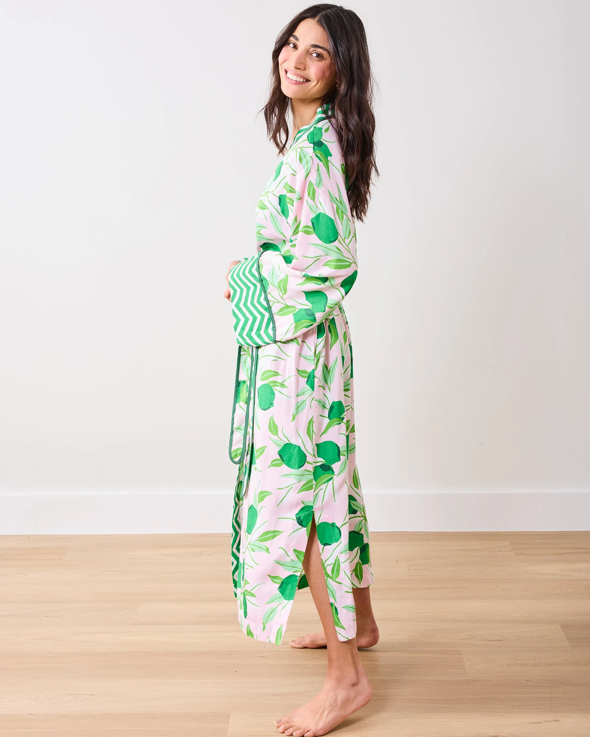 Lime Zest - Eco Satin Robe - Pink Salt sold by Printfresh product image thumbnail 5