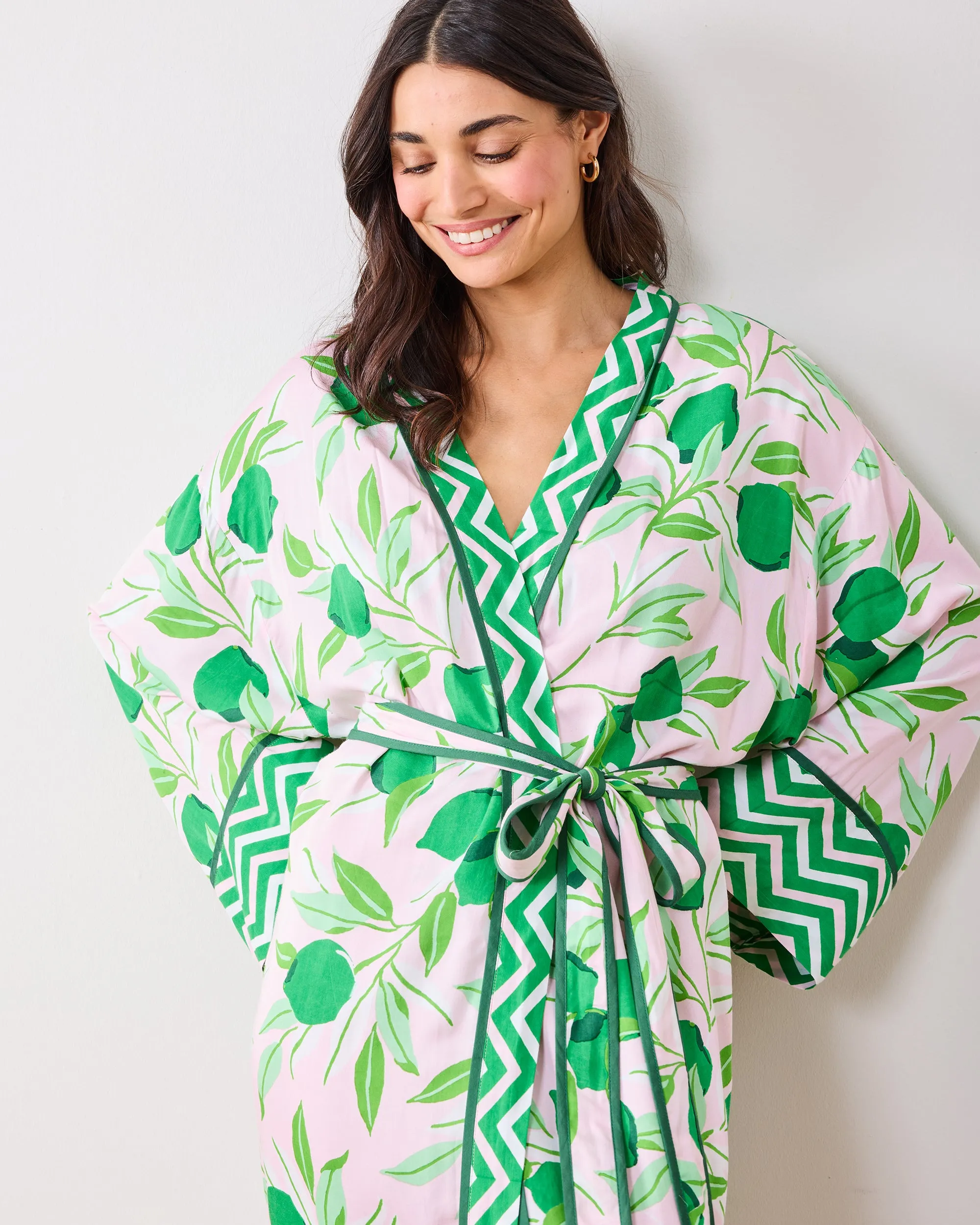Lime Zest - Eco Satin Robe - Pink Salt sold by Printfresh product image thumbnail 3